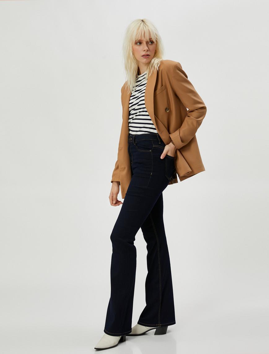   İspanyol Kot Pantolon Normal Bel - Flare Jean