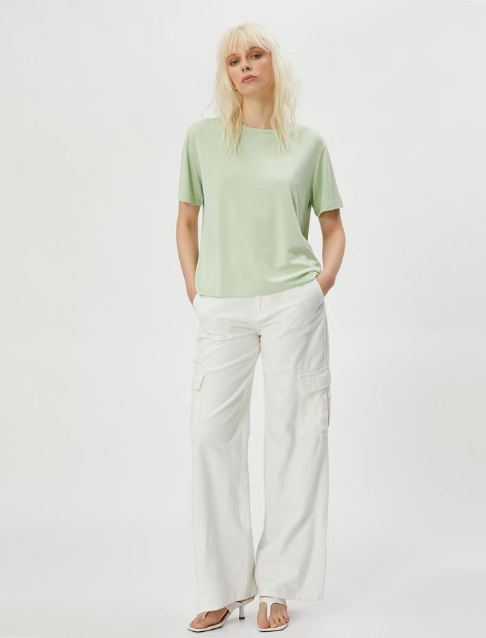  Basic Tişört Kısa Kollu Bisiklet Yaka Modal Karışımlı