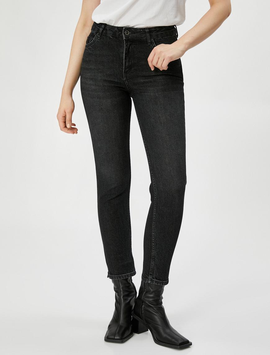   Yüksek Bel Kot Pantolon Hafif Daralan Paça - Eve Slim Jeans
