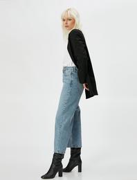 Ekstra Geniş Kısa Straight Jean Kot Pantolon Yüksek Bel - Bianca Jean