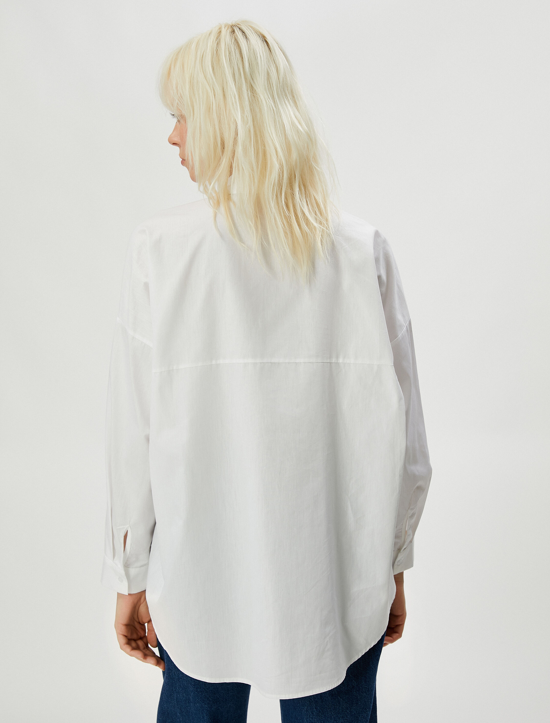   Uzun Kollu Gömlek Cep Detaylı Düğmeli Pamuklu