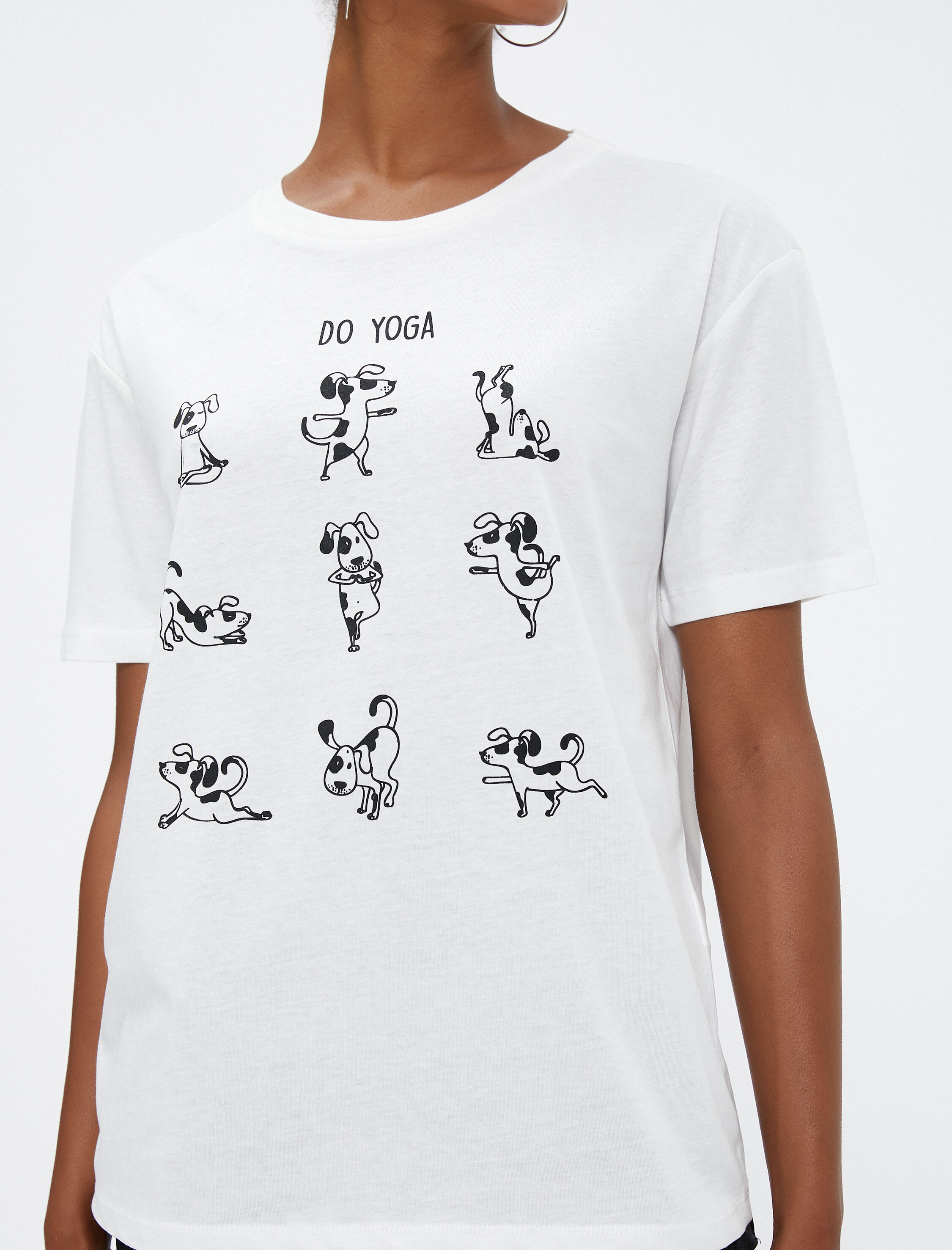   Baskılı Tişört Bisiklet Yaka Kısa Kollu Pamuklu