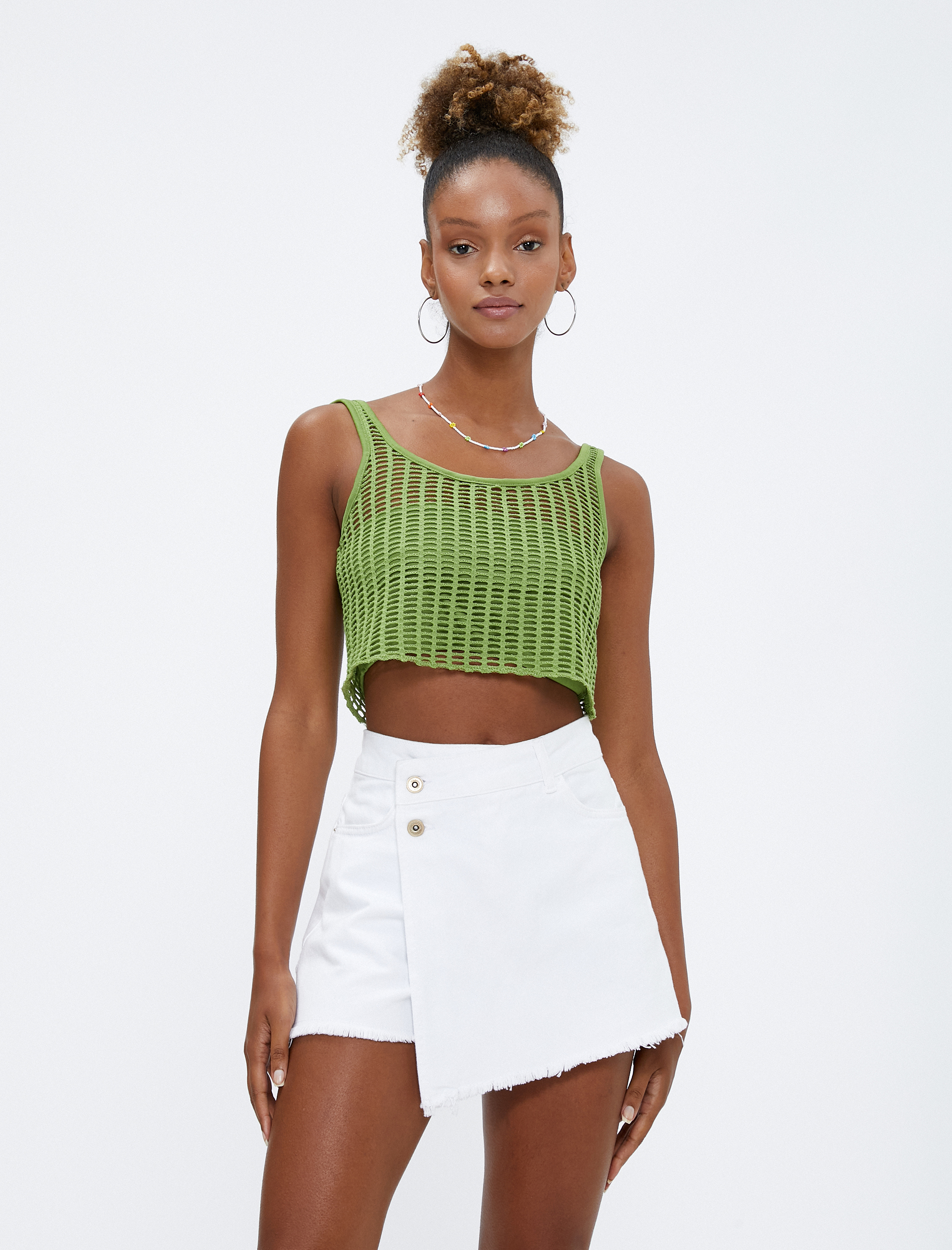 Crop Atlet File Ajurlu U Yaka Askılı Astarlı