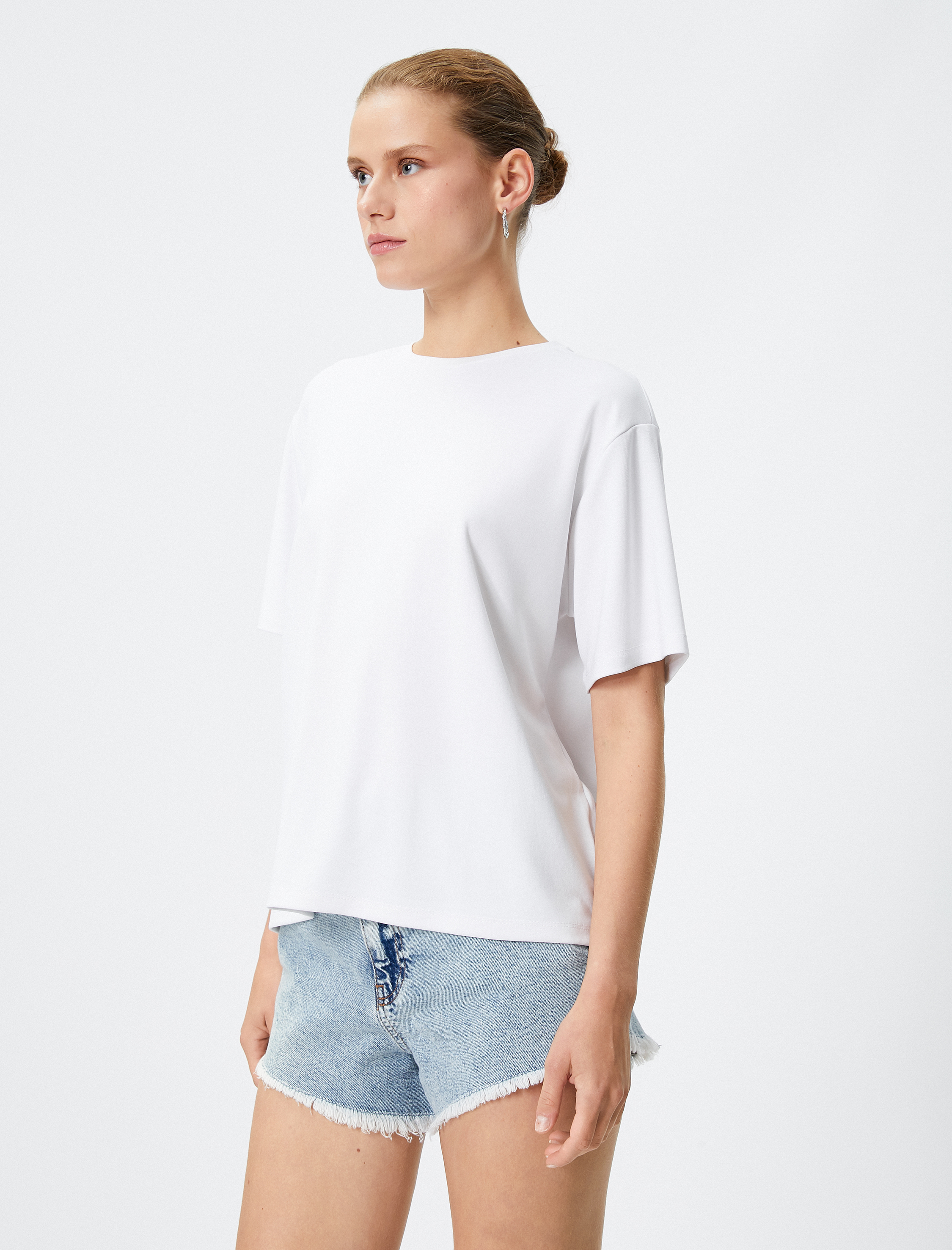   Basic Tişört Kısa Kollu Bisiklet Yaka Modal Karışımlı