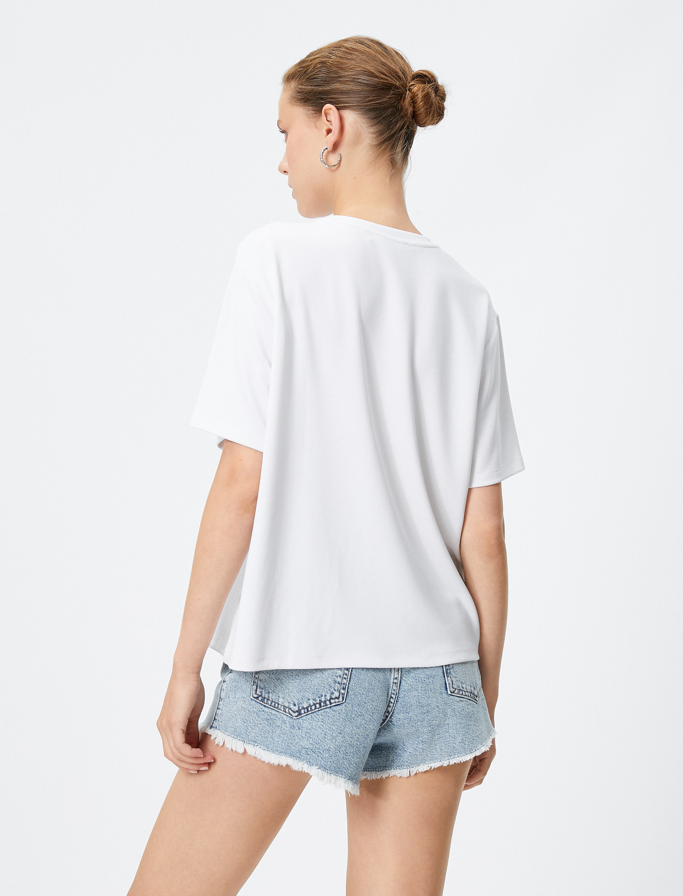   Basic Tişört Kısa Kollu Bisiklet Yaka Modal Karışımlı