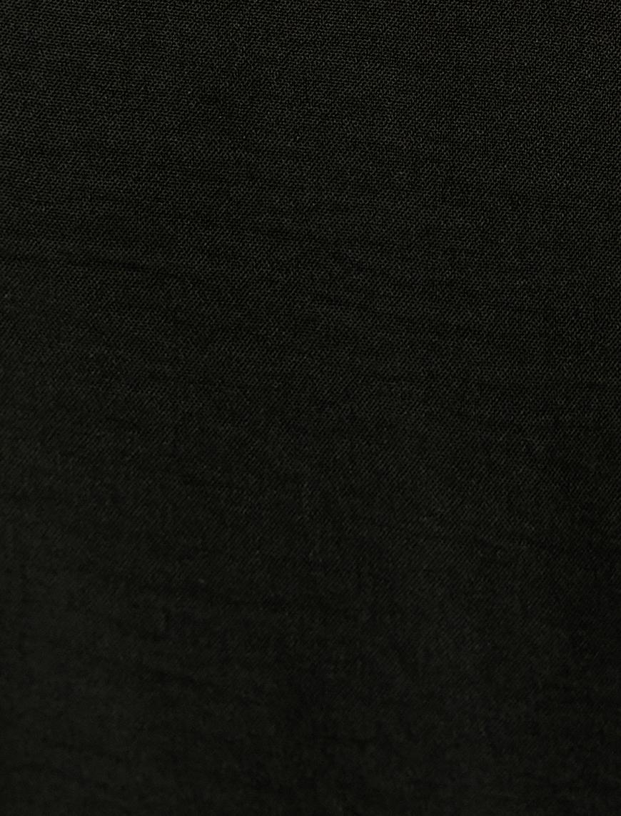   Midi Elbise İnce Askılı Yırtmaç Detaylı