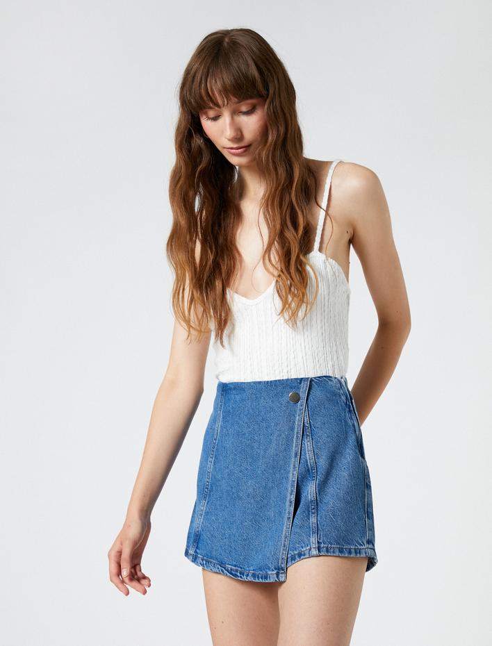  Koton X Şahika Ercümen - Mini Kot Şort Etek