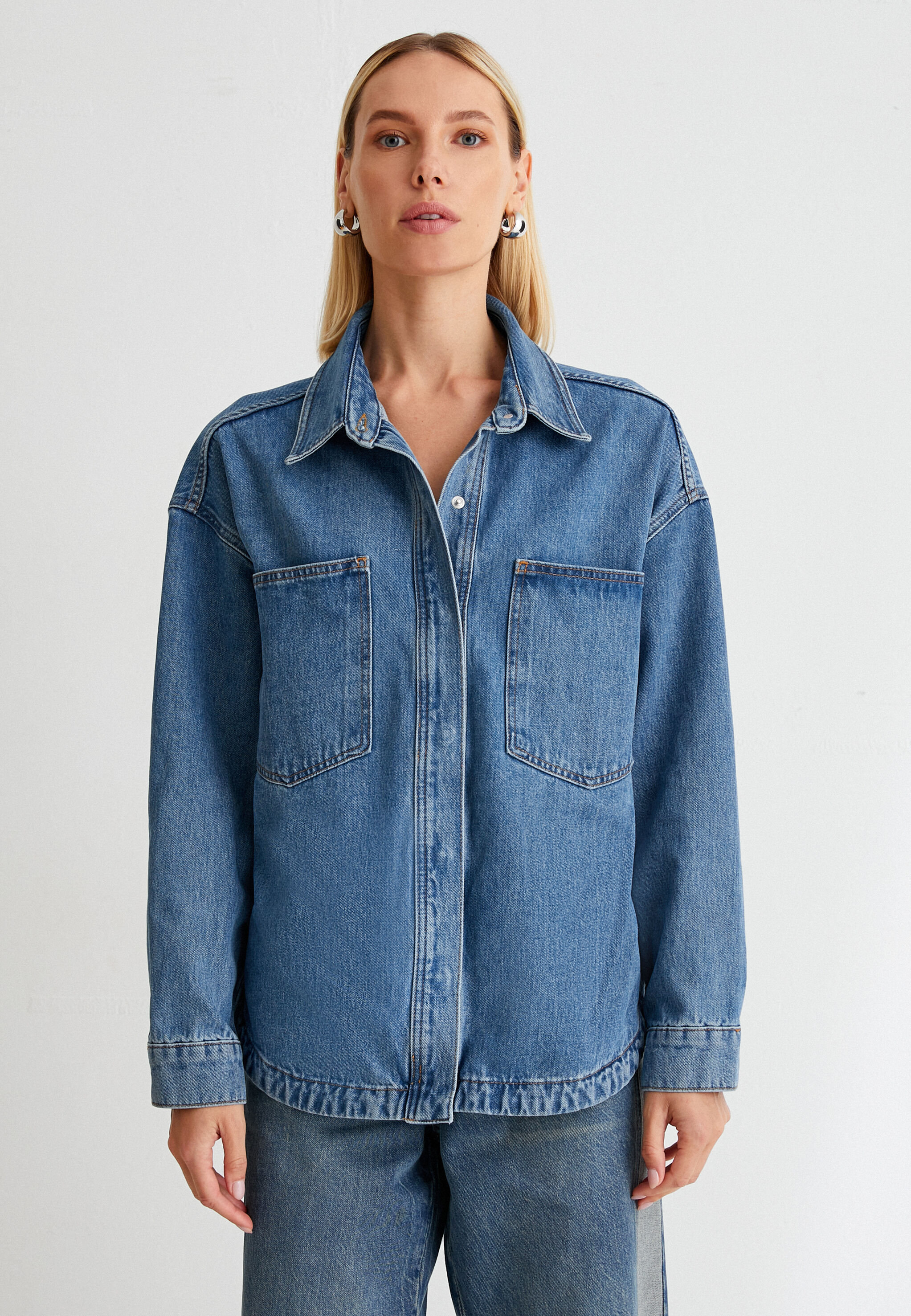 Kot Ceket Cep Detaylı Çıtçıt Kapama Pamuklu