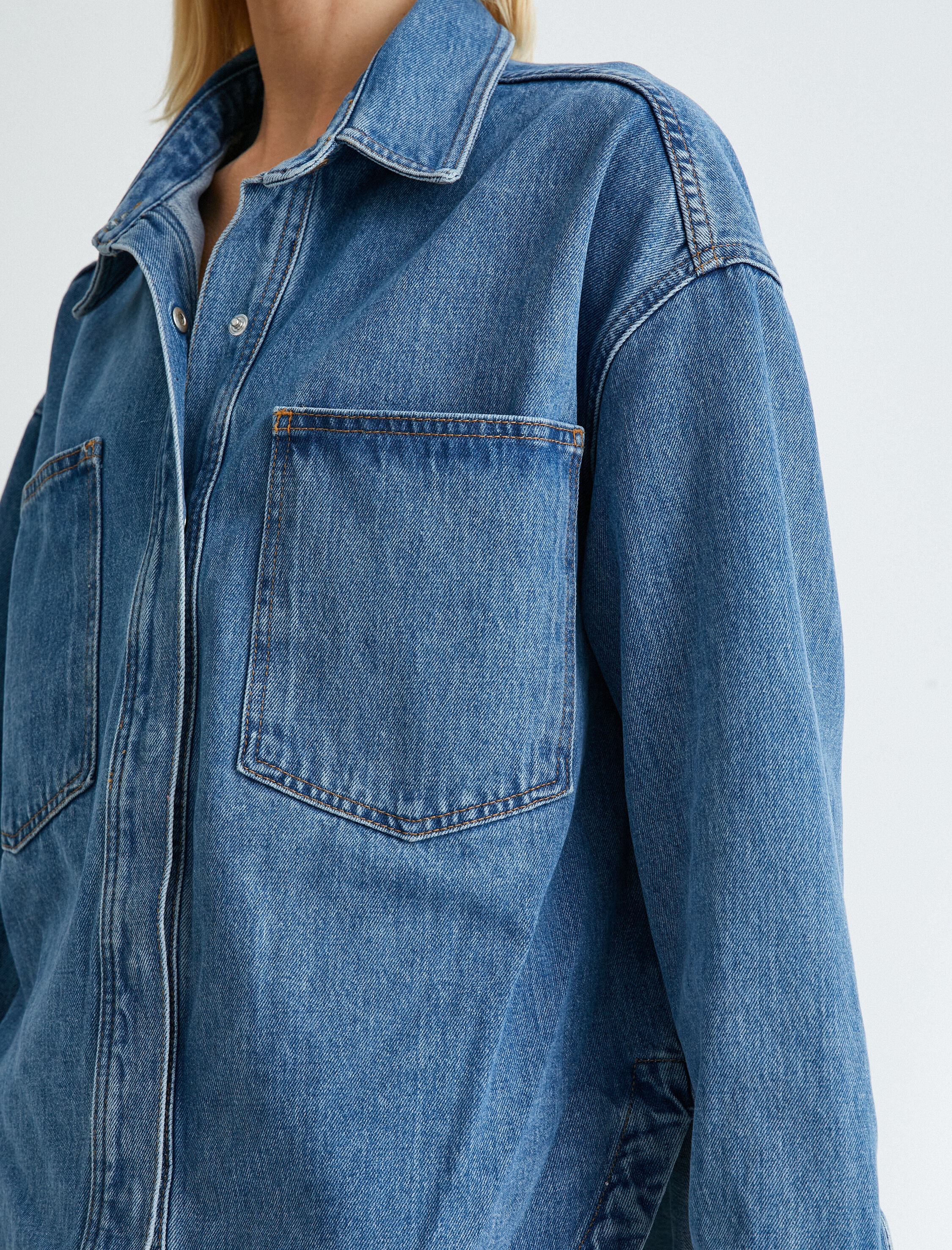 Kot Ceket Cep Detaylı Çıtçıt Kapama Pamuklu