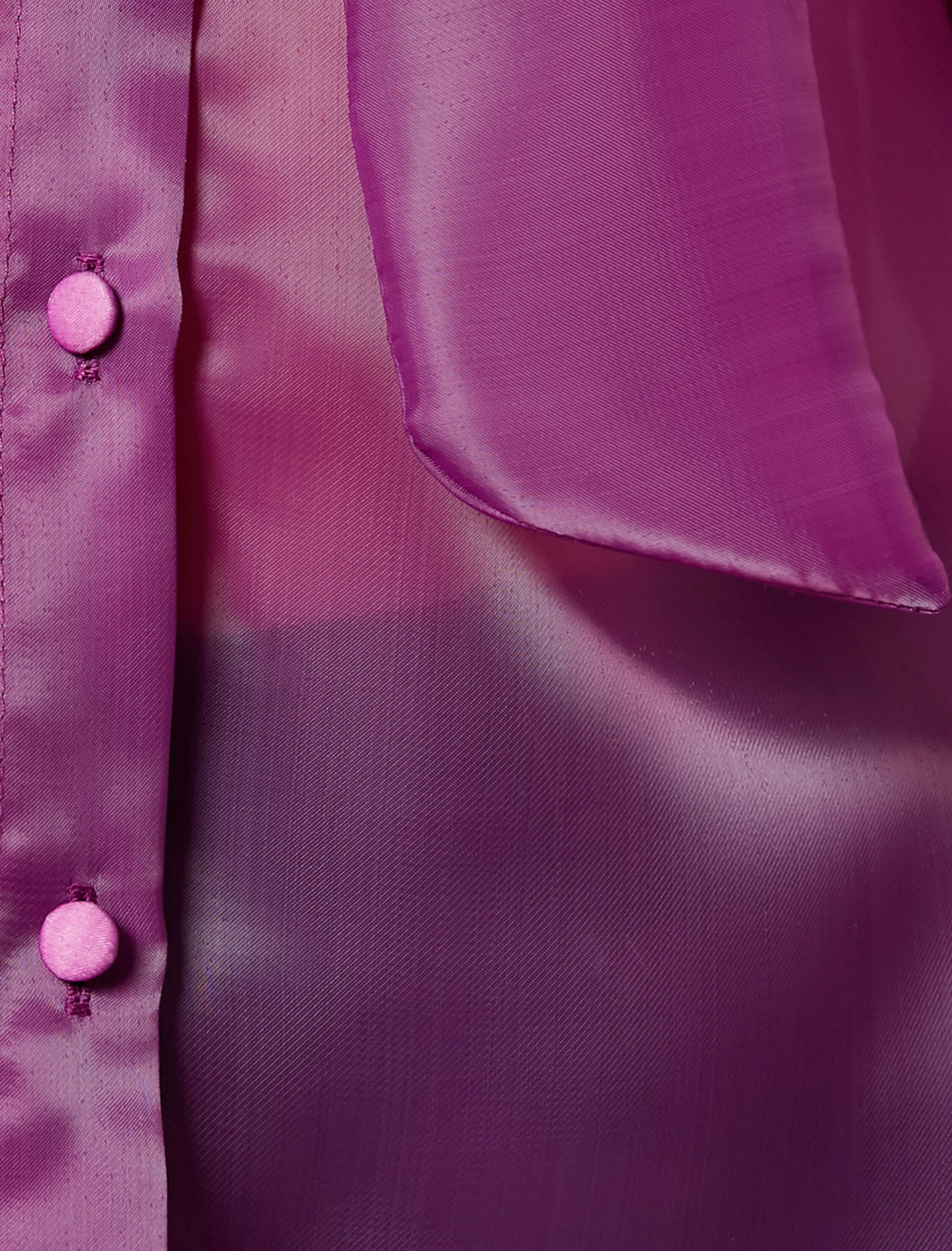   Abiye Bluz Organze Fular Yaka Düğmeli Balon Kollu Fırfırlı