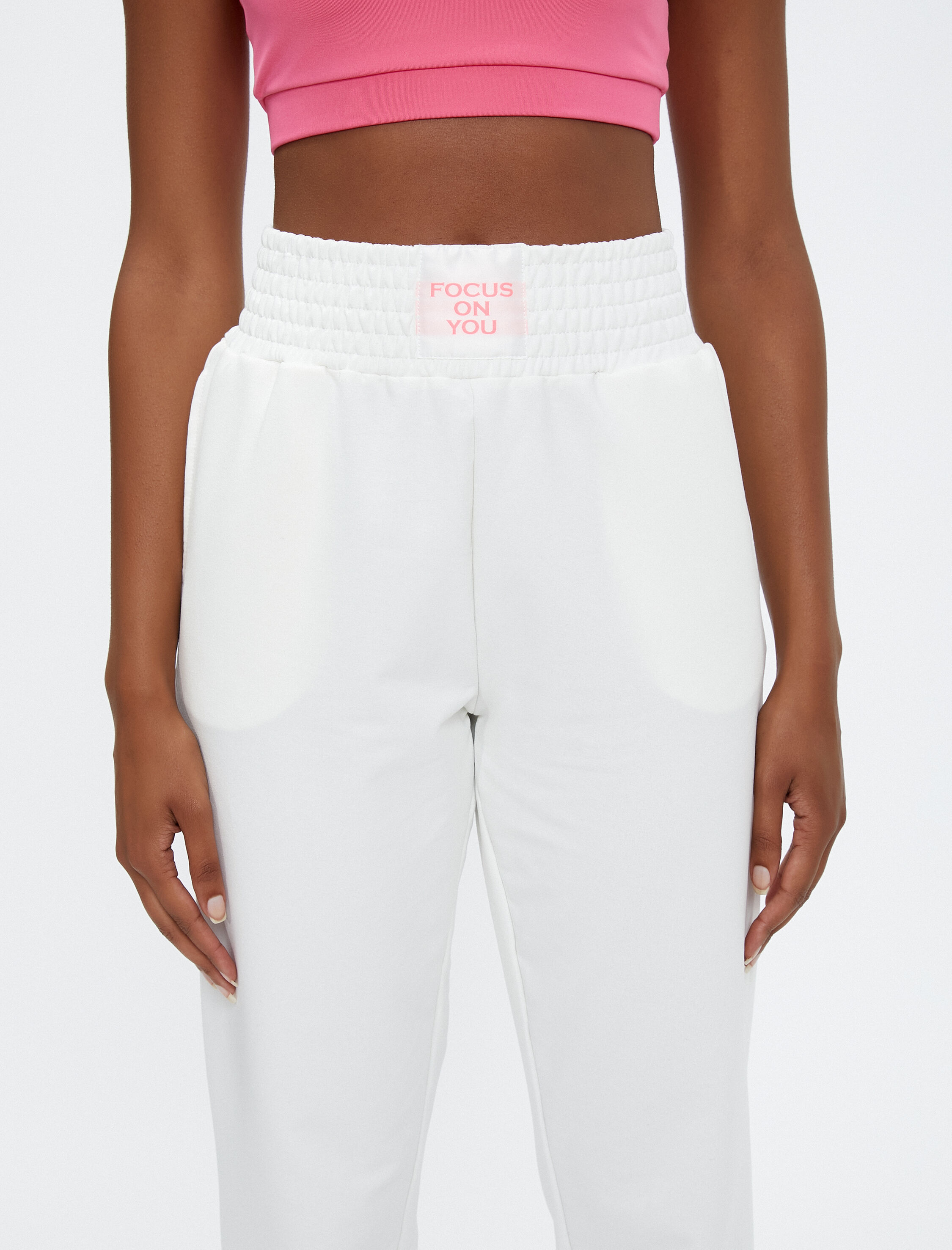   Jogger Eşofman Altı Etiket Detaylı Cepli Yüksek Bel