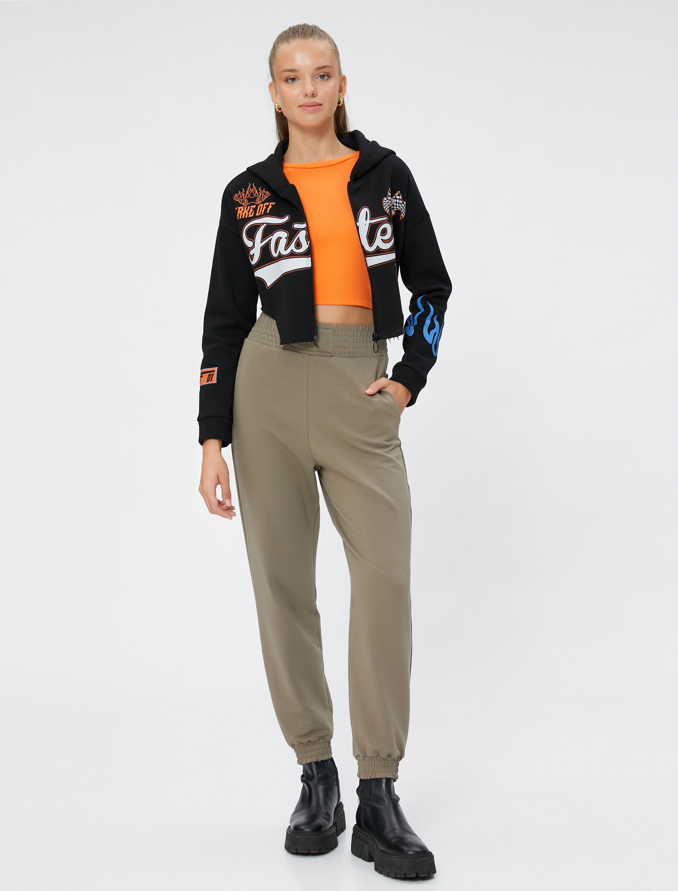   Jogger Eşofman Altı Yüksek Bel Cep Detaylı