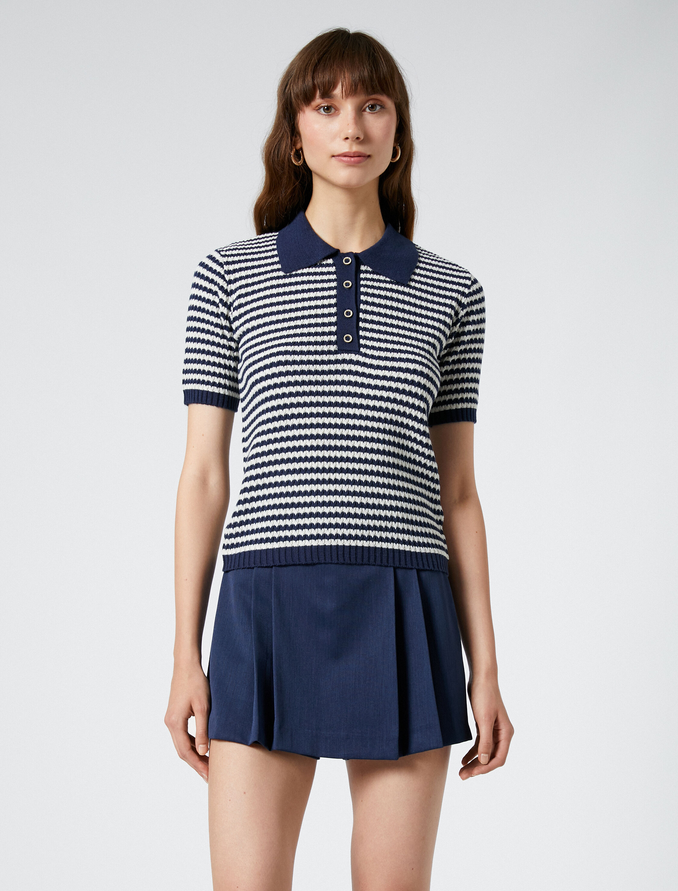   Triko Kazak Kısa Kollu Polo Yaka Düğmeli Kaşmir Dokulu