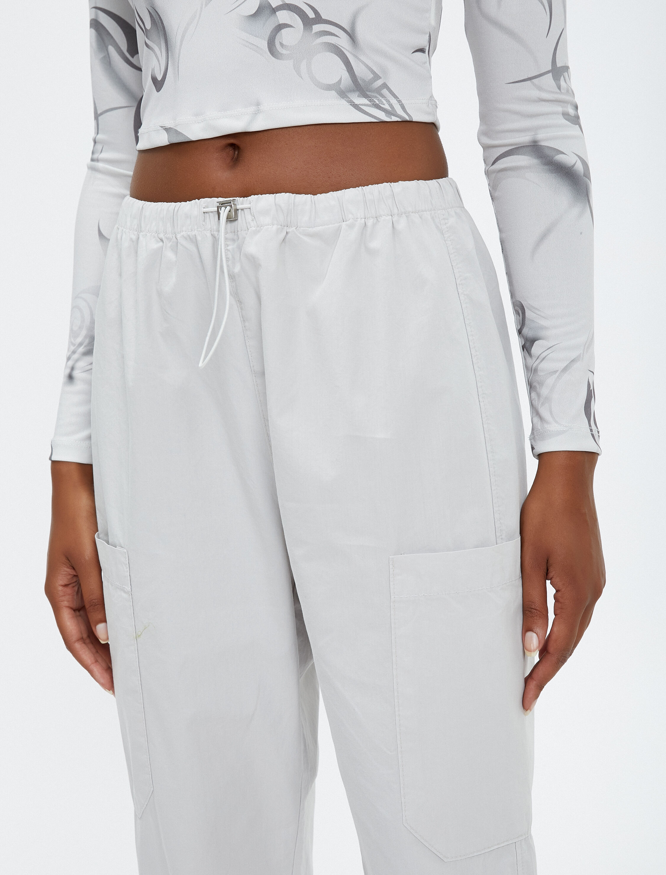   Paraşüt Pantolon Cep Detaylı Lastikli Stoperli Pamuklu