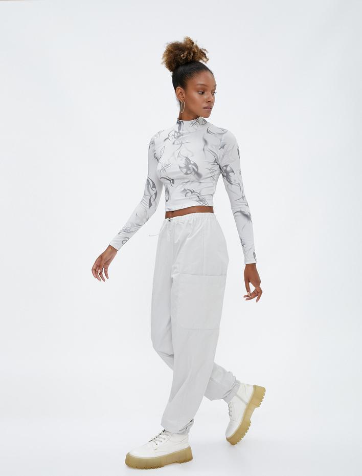  Paraşüt Pantolon Cep Detaylı Lastikli Stoperli Pamuklu