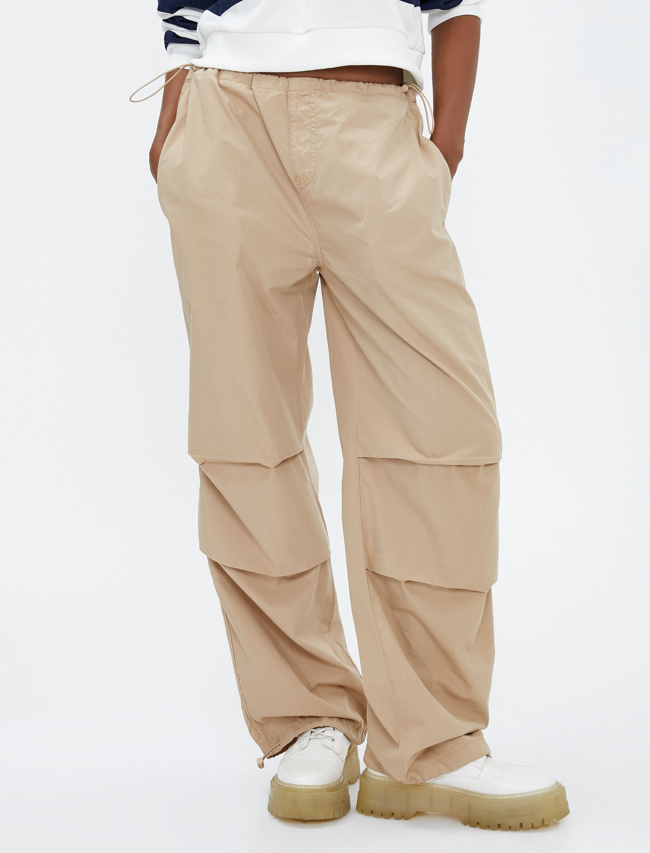   Paraşüt Pantolon Cep Detaylı Lastikli Stoperli Pamuklu