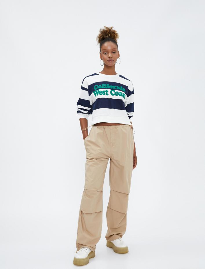  Paraşüt Pantolon Cep Detaylı Lastikli Stoperli Pamuklu