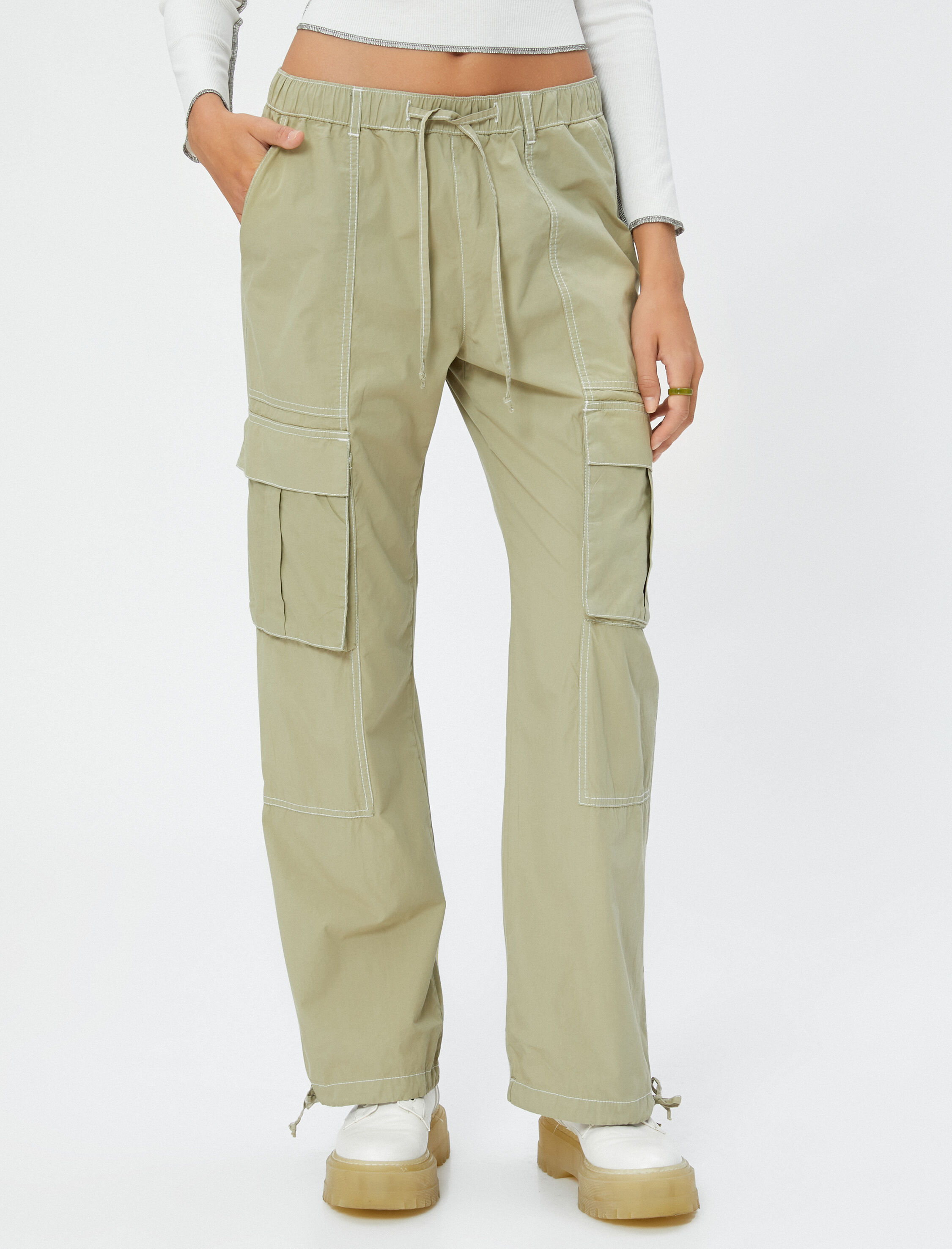   Kargo Paraşüt Pantolon Cep Detaylı Beli Bağcıklı