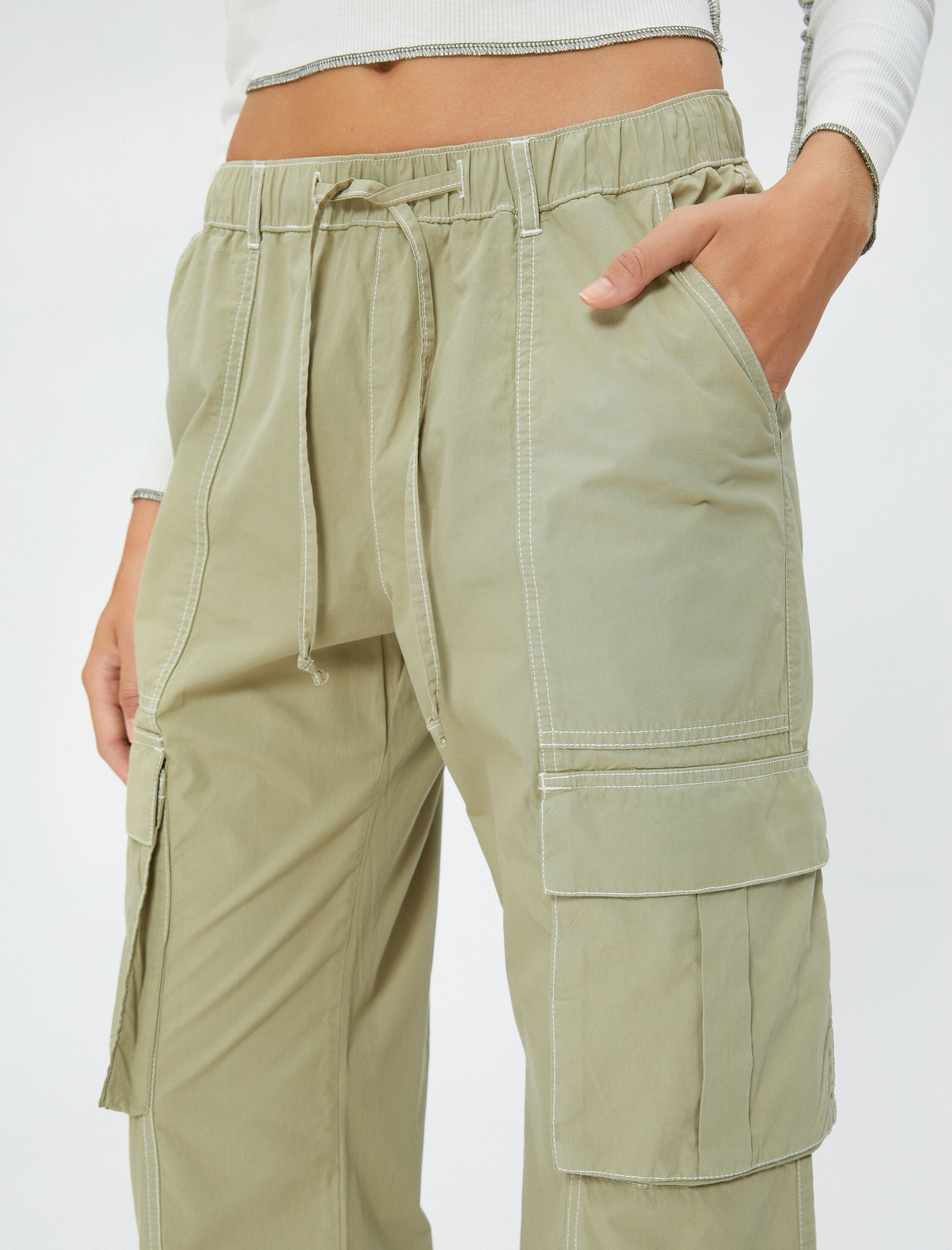   Kargo Paraşüt Pantolon Cep Detaylı Beli Bağcıklı