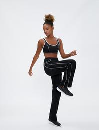 Yüksek Bel Eşofman Altı Düz Paça Beli Bağcıklı Şeritli