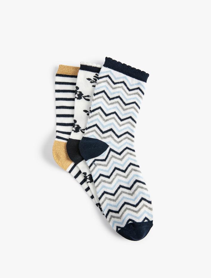 Kadın 3'lü Soket Çorap Seti Çok Renkli