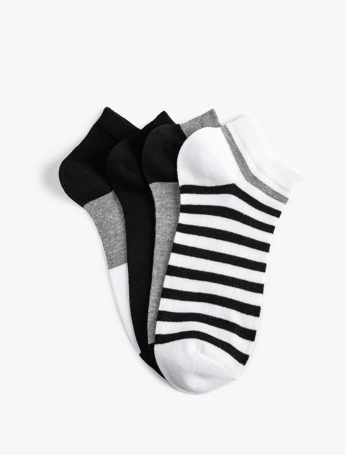 Erkek Çizgili 4'lü Patik Çorap Seti Çok Renkli