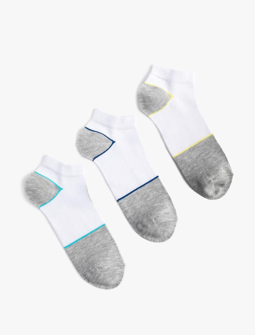  Erkek 3'lü Patik Çorap Seti Geometrik Baskılı