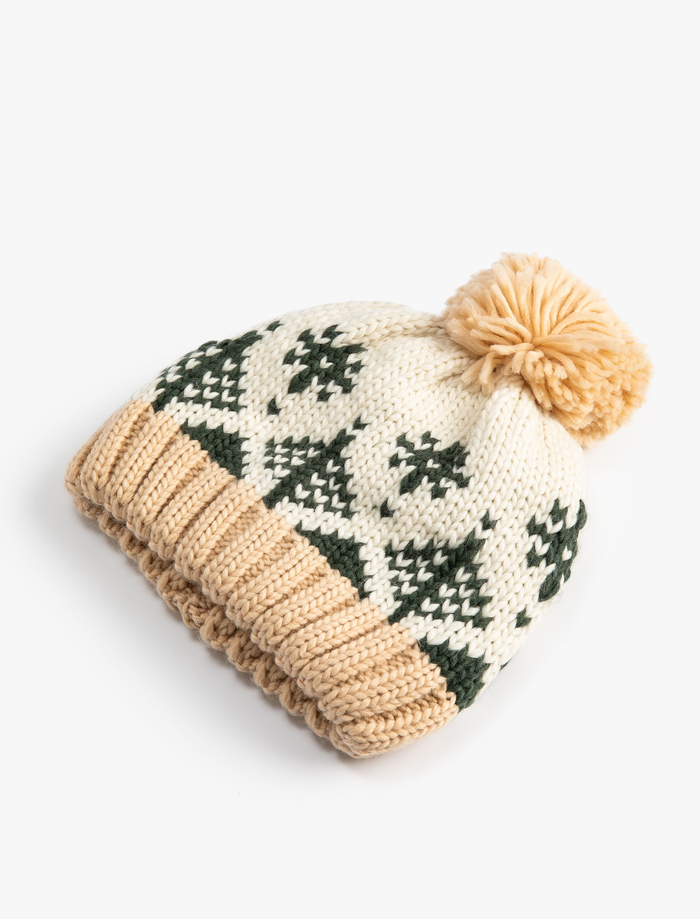  Kadın Örgü Bere Ponponlu Desenli