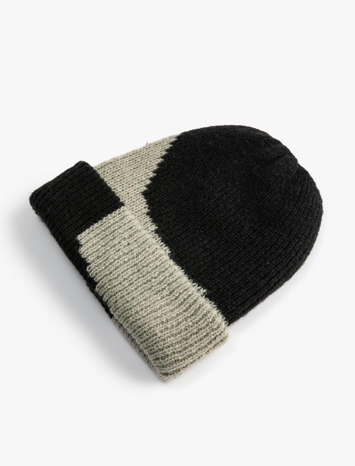 Kadın Triko Bere Renk Bloklu