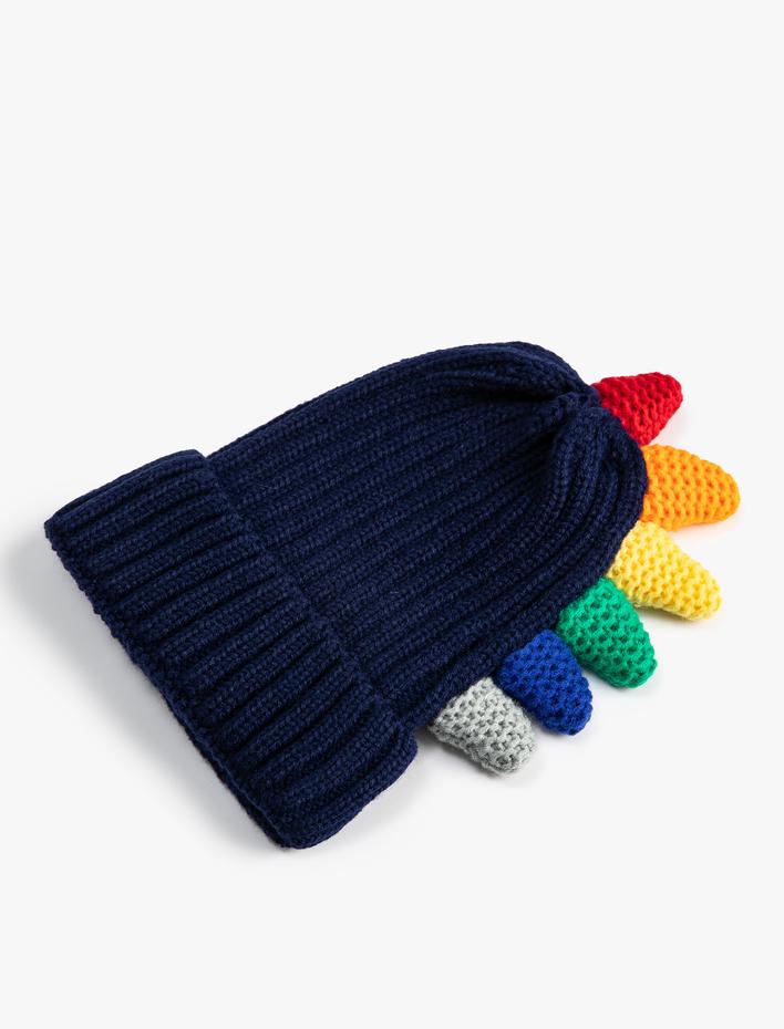 Erkek Çocuk Triko Bere Dinozor Aplike Detaylı