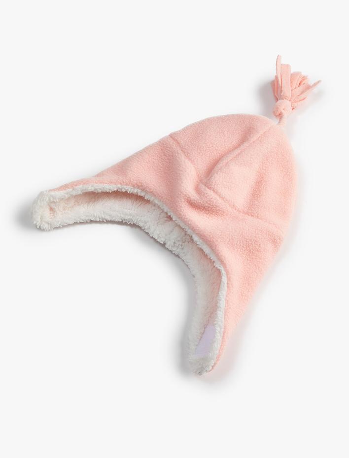 Kız Bebek Peluş Kulak Kapaklı Bere İçi Polarlı