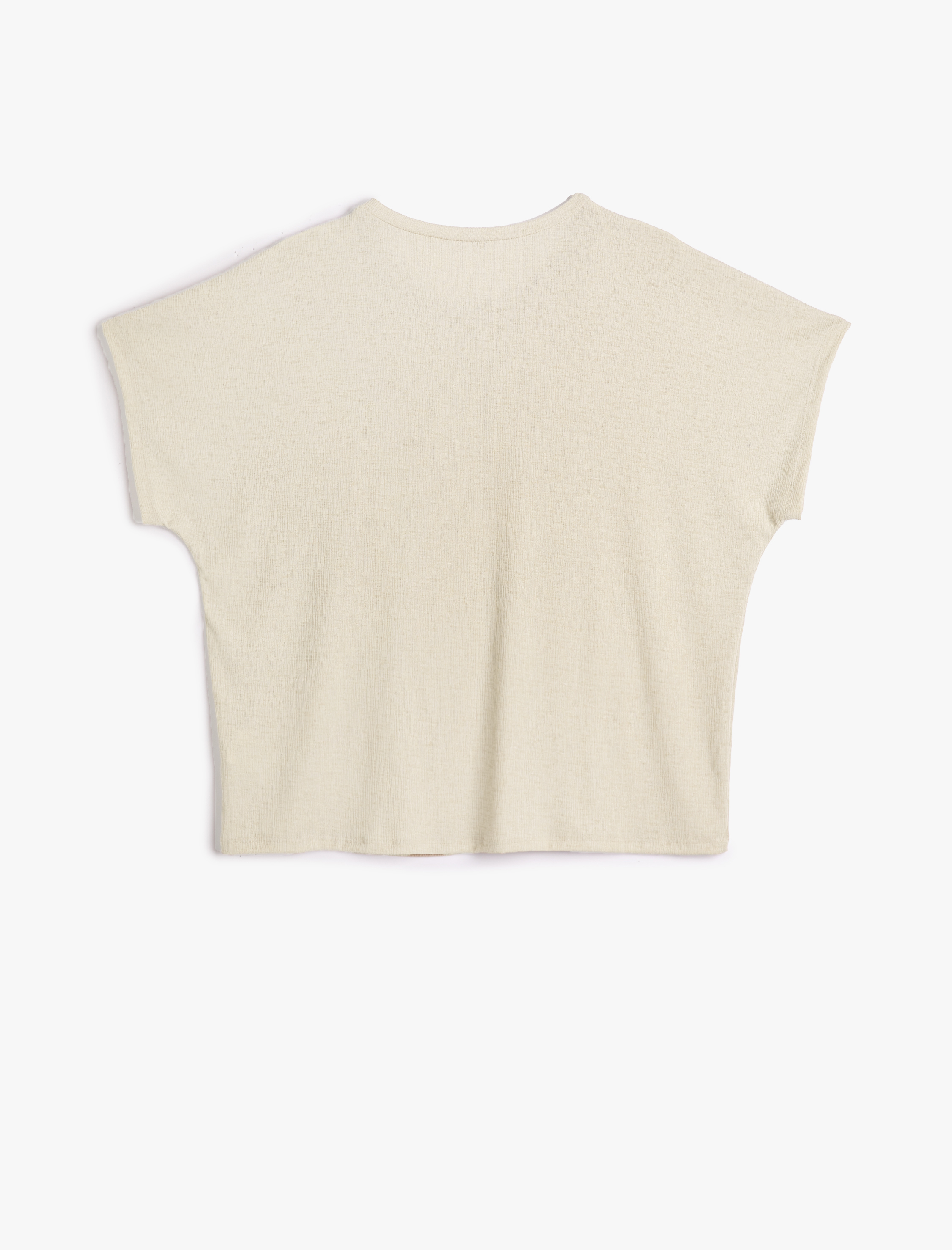   Crop Tişört Yarasa Kol Bisiklet Yaka