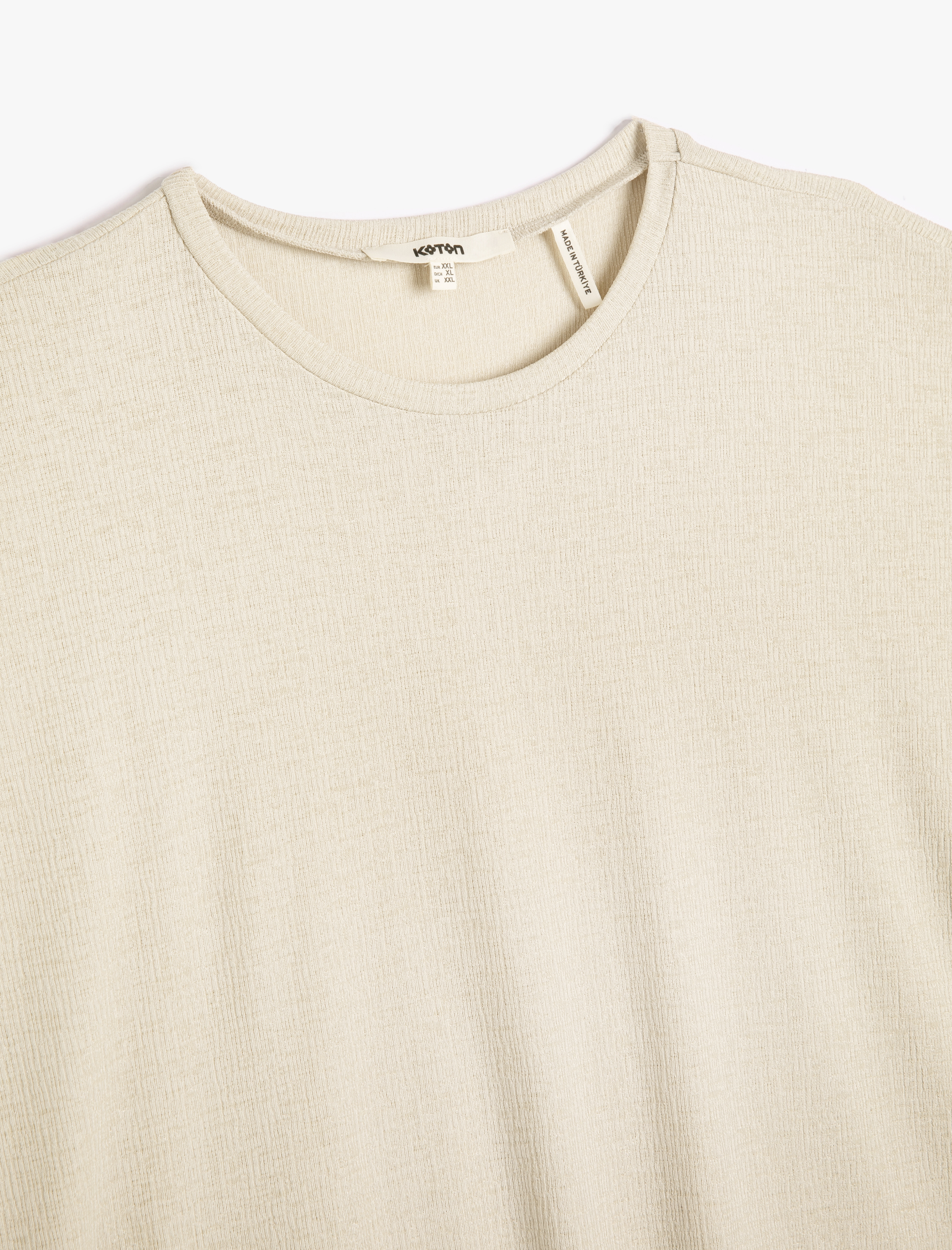   Crop Tişört Yarasa Kol Bisiklet Yaka