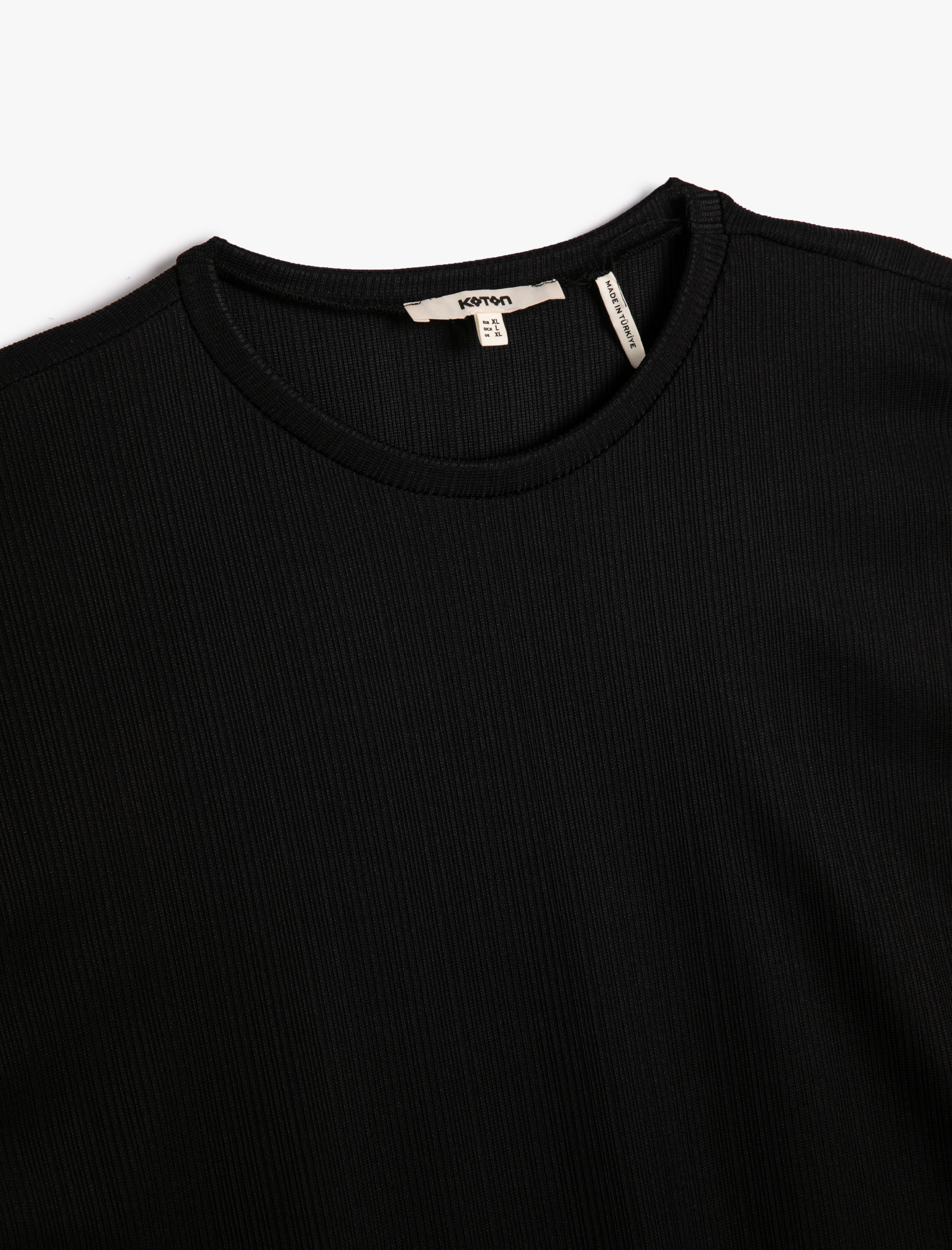   Crop Tişört Yarasa Kol Bisiklet Yaka