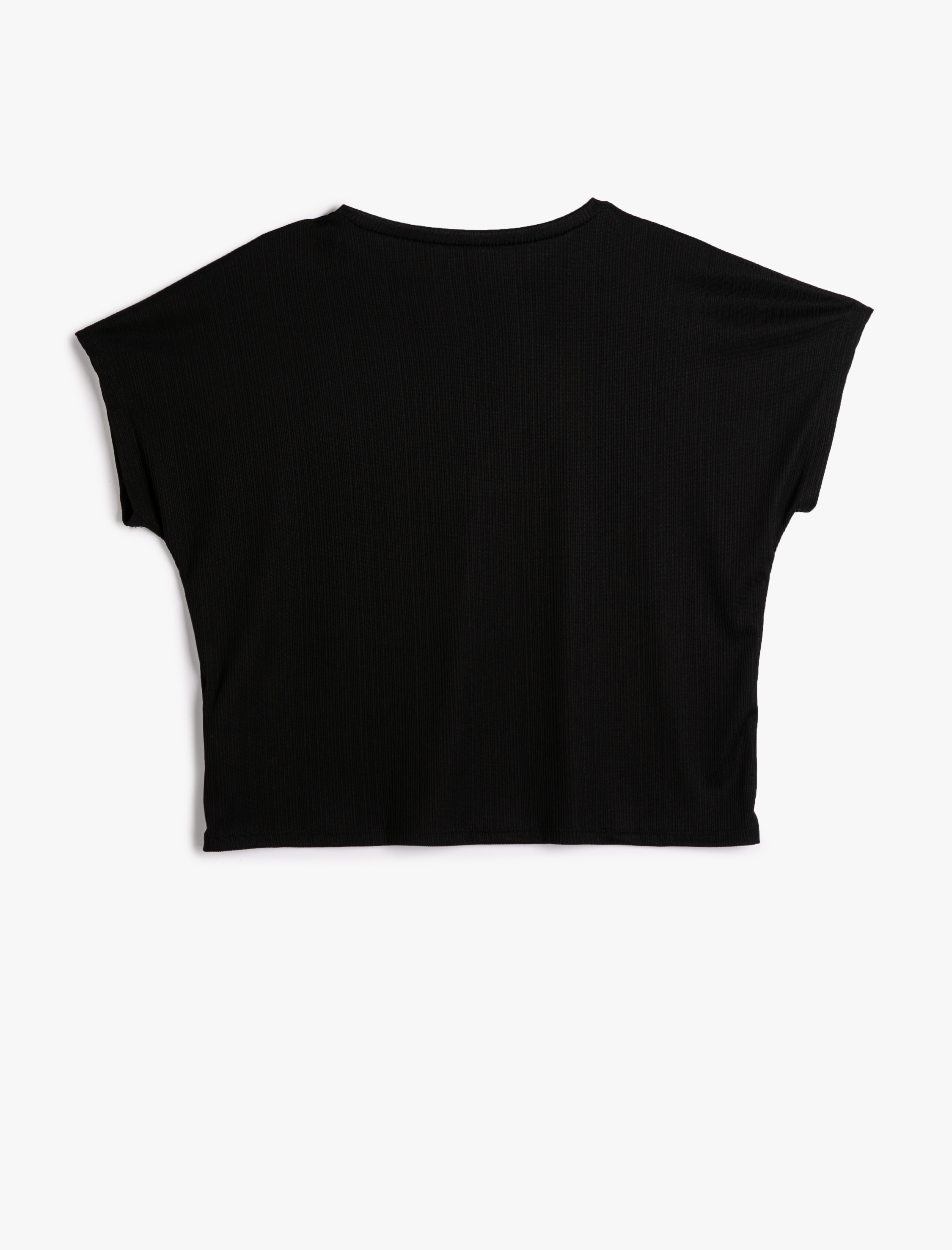   Crop Tişört Yarasa Kol Bisiklet Yaka