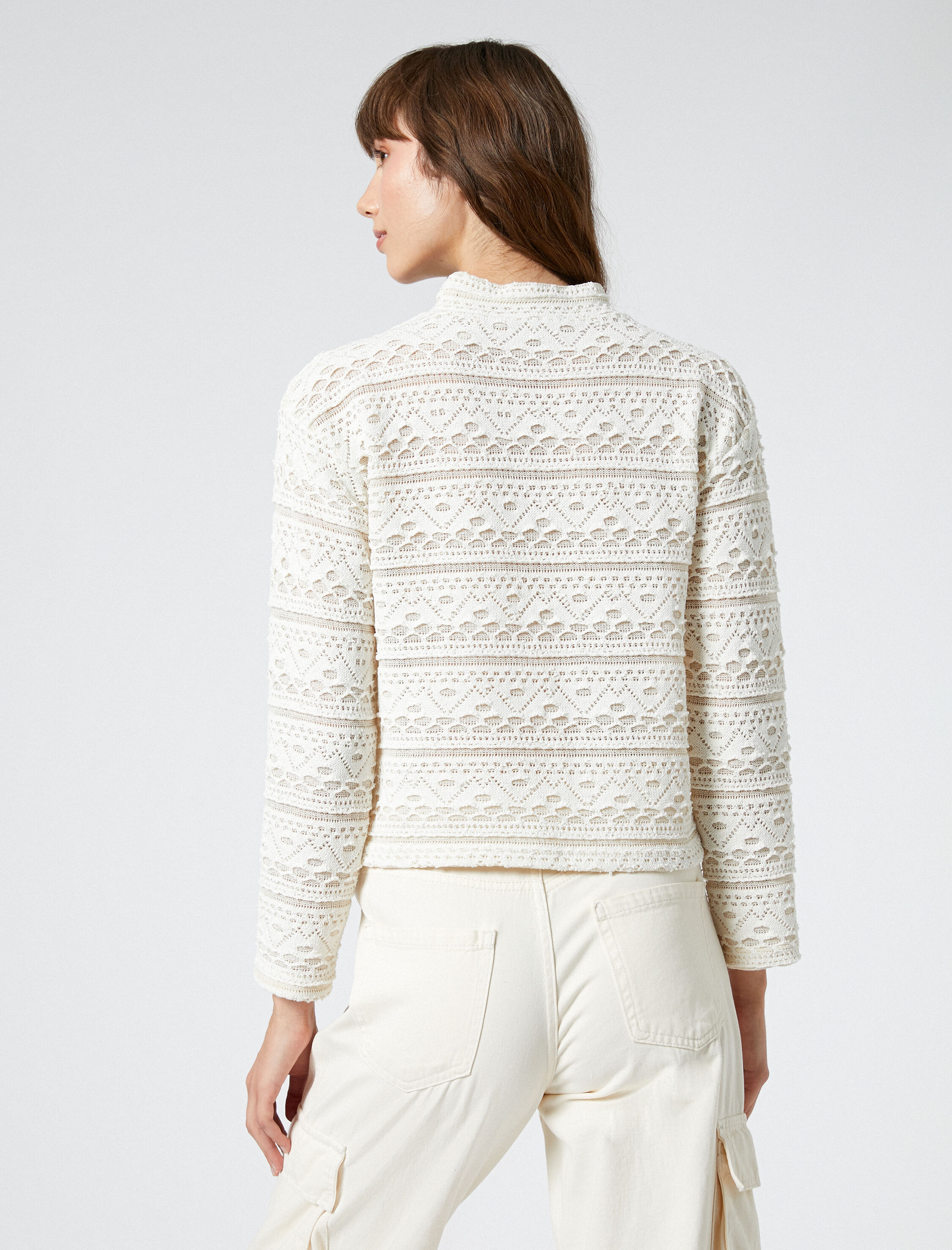   Ajurlu Kazak Dik Yaka Uzun Kollu