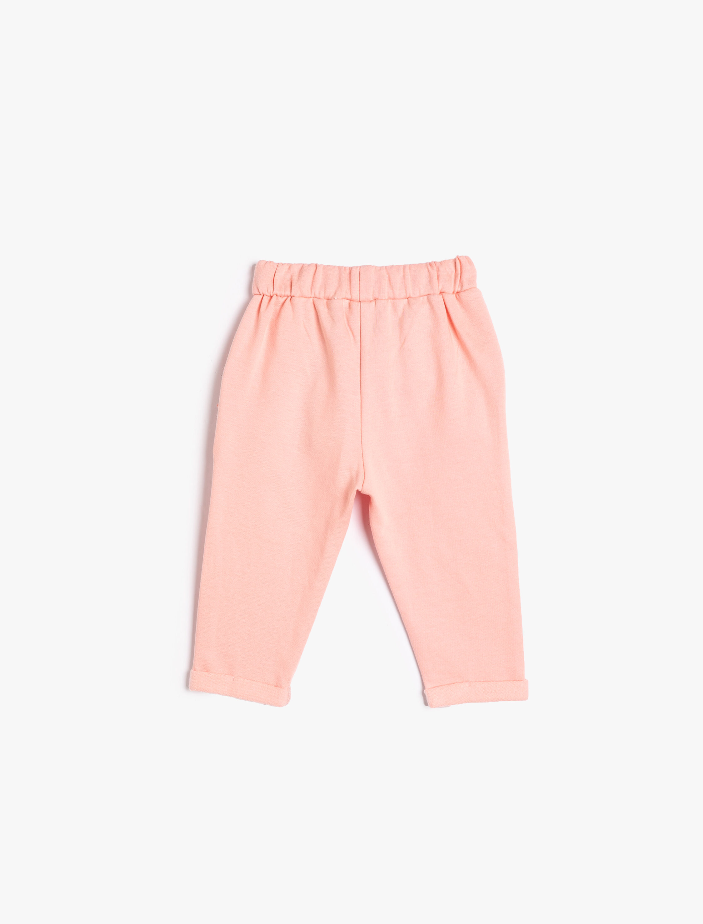  Kız Bebek Eşofman Altı Basic Şardonlu Fırfır Detaylı Cepli Pamuklu