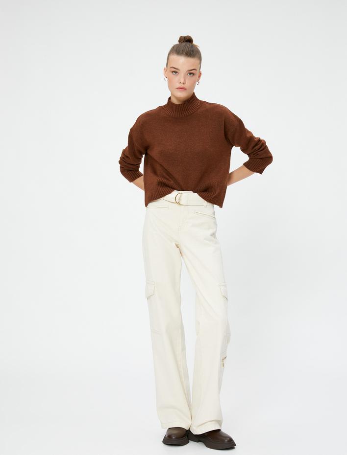  Boğazlı Basic Kazak Triko Uzun Kollu