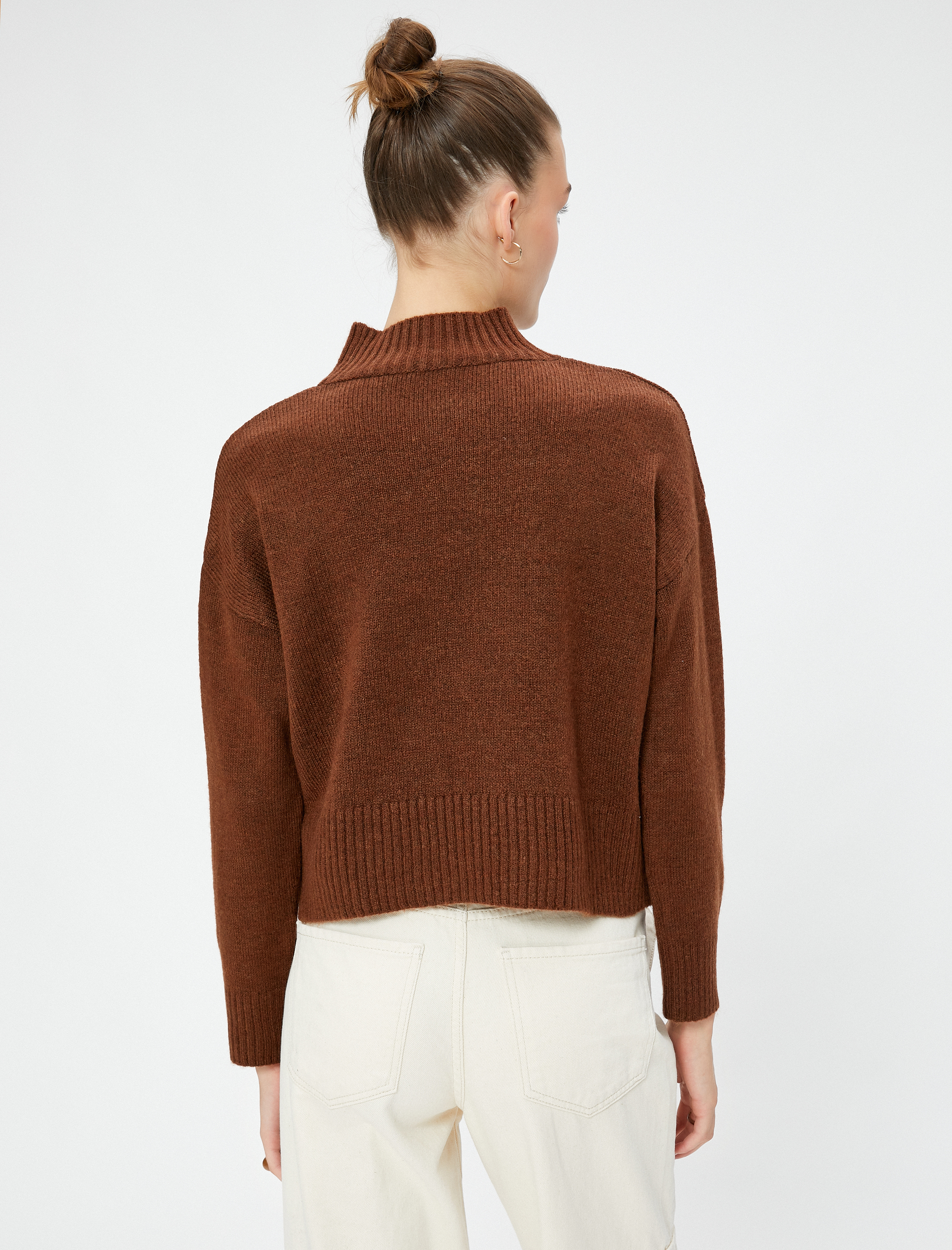   Boğazlı Basic Kazak Triko Uzun Kollu