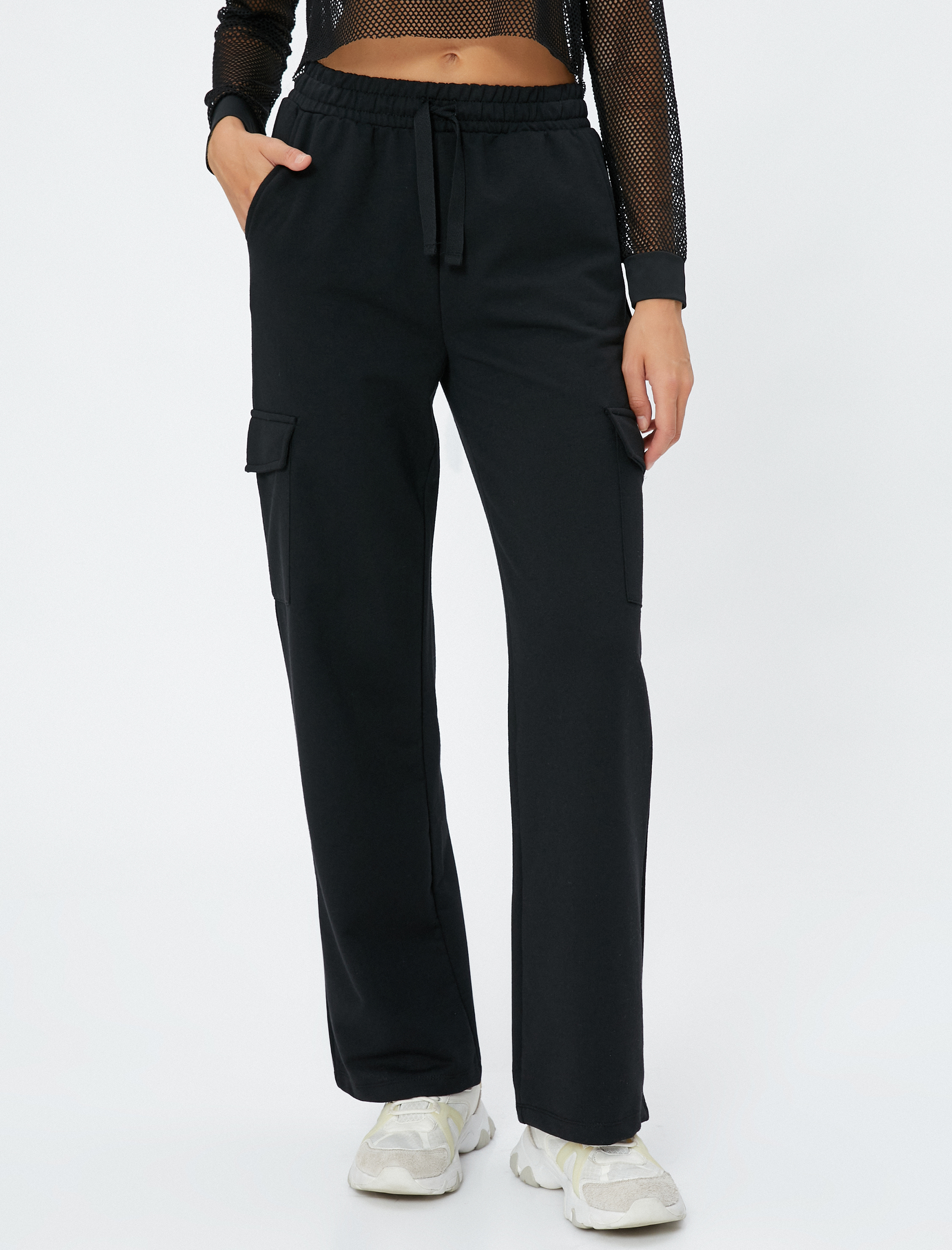   Eşofman Altı Beli Bağcıklı Kargo Cepli Düz Paça