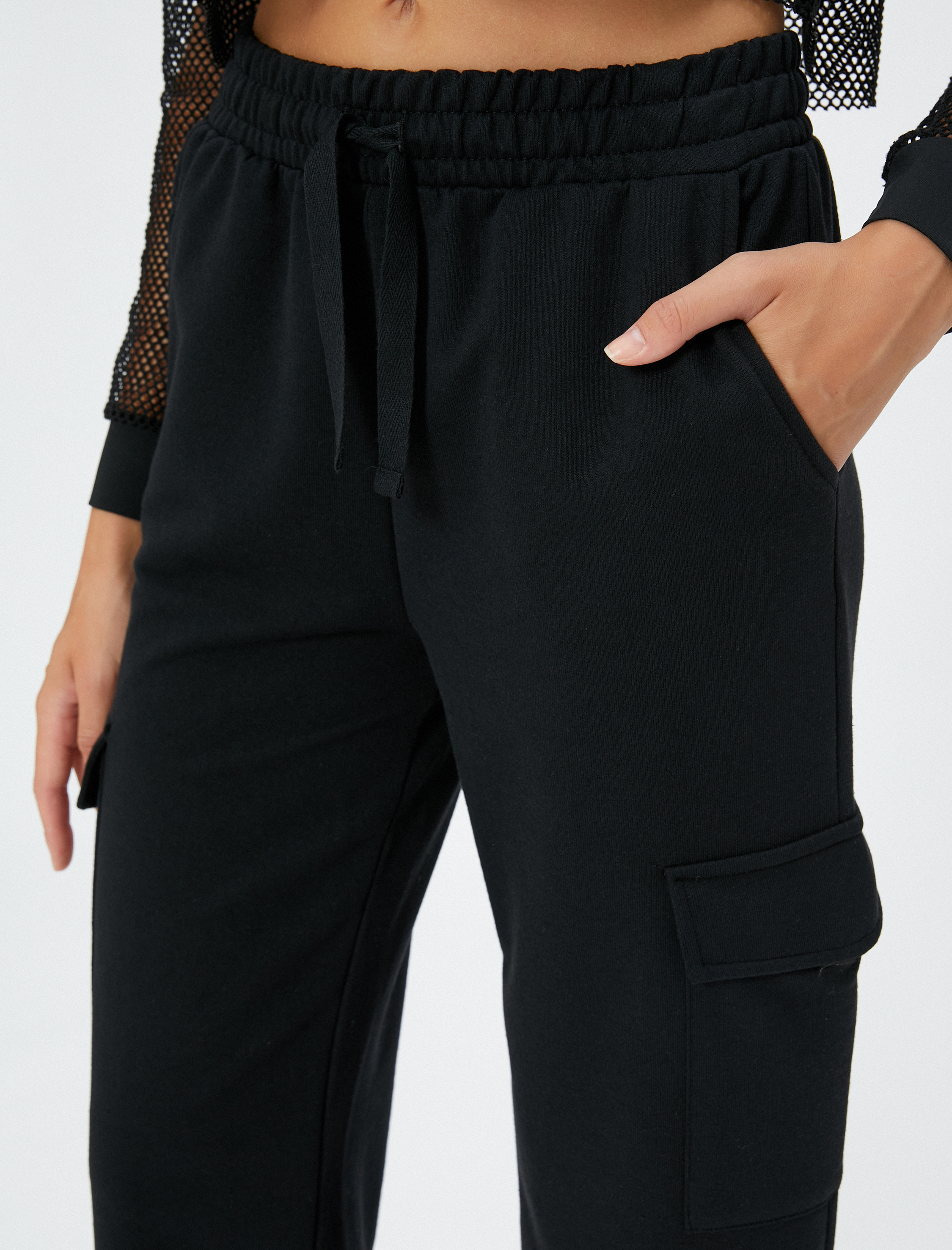   Eşofman Altı Beli Bağcıklı Kargo Cepli Düz Paça