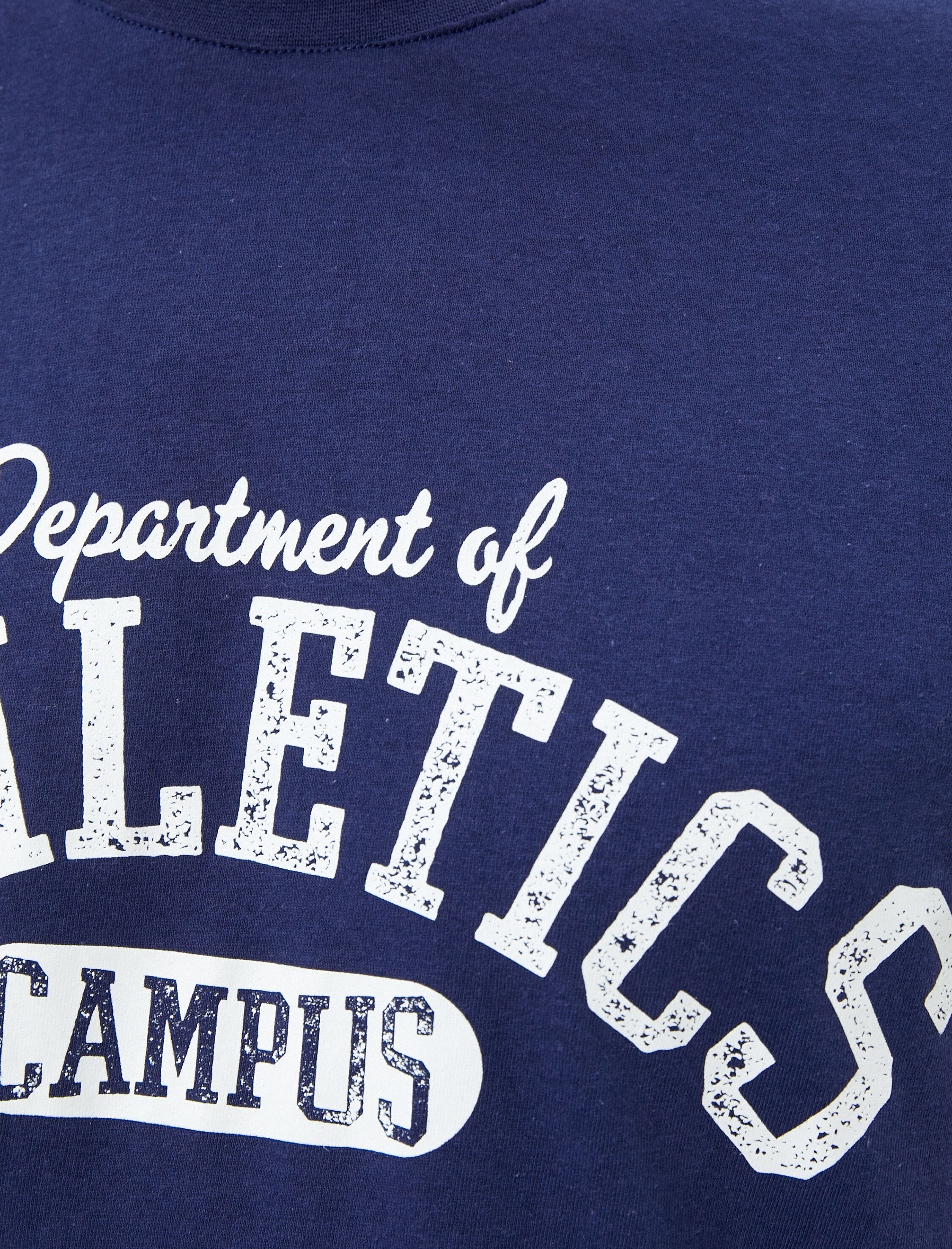   Kolej Baskılı Tişört Bisiklet Yaka Kısa Kollu Pamuklu