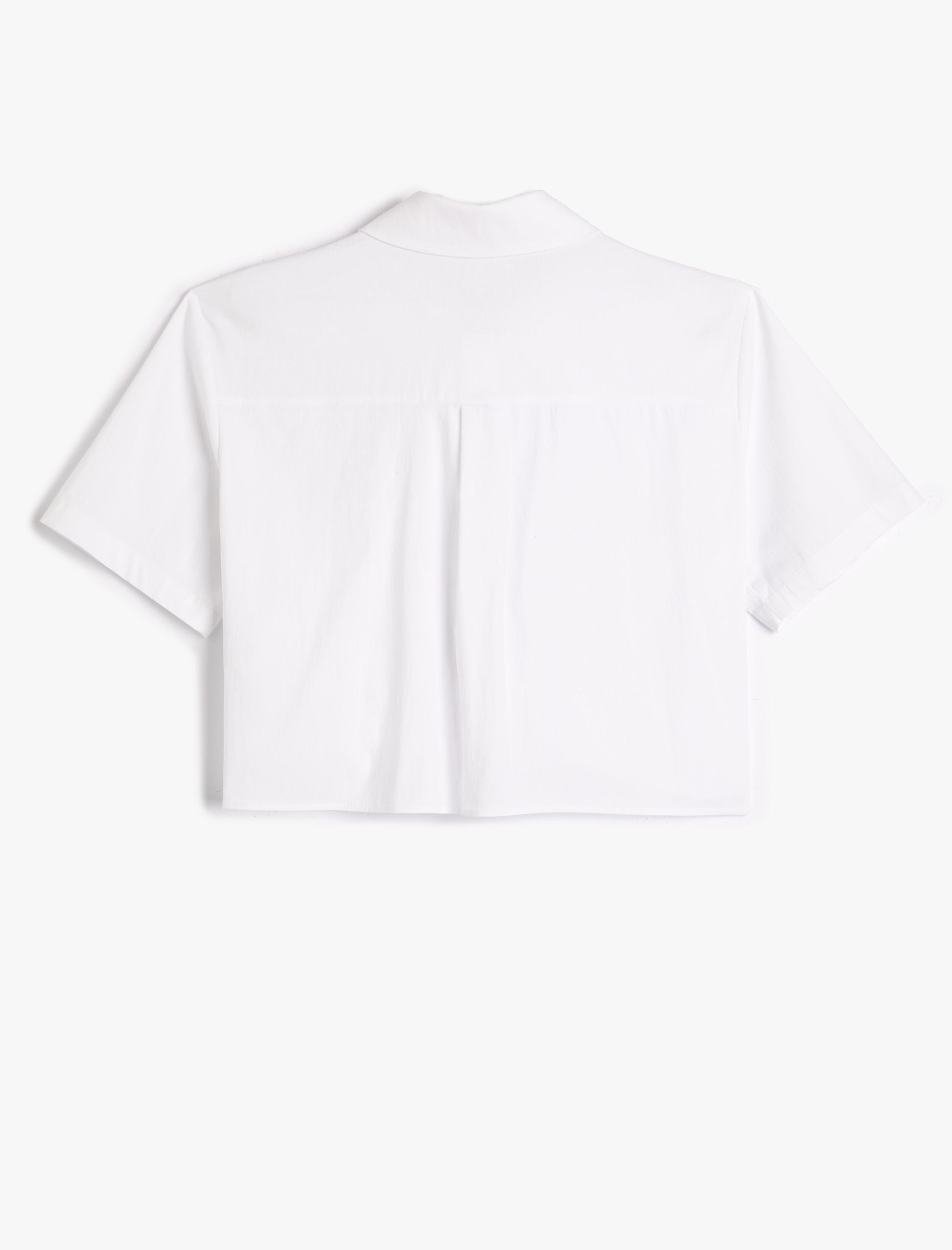   Crop Kısa Kollu Gömlek Düğmeli Cep Detaylı