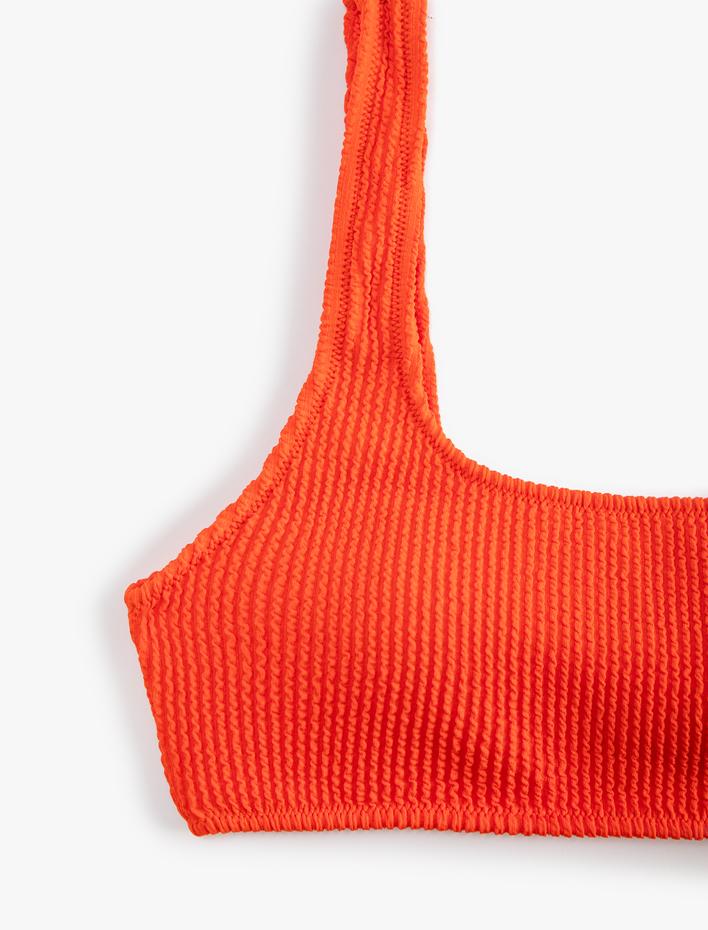  Dokulu Bikini Üstü U Yaka Kalın Askılı