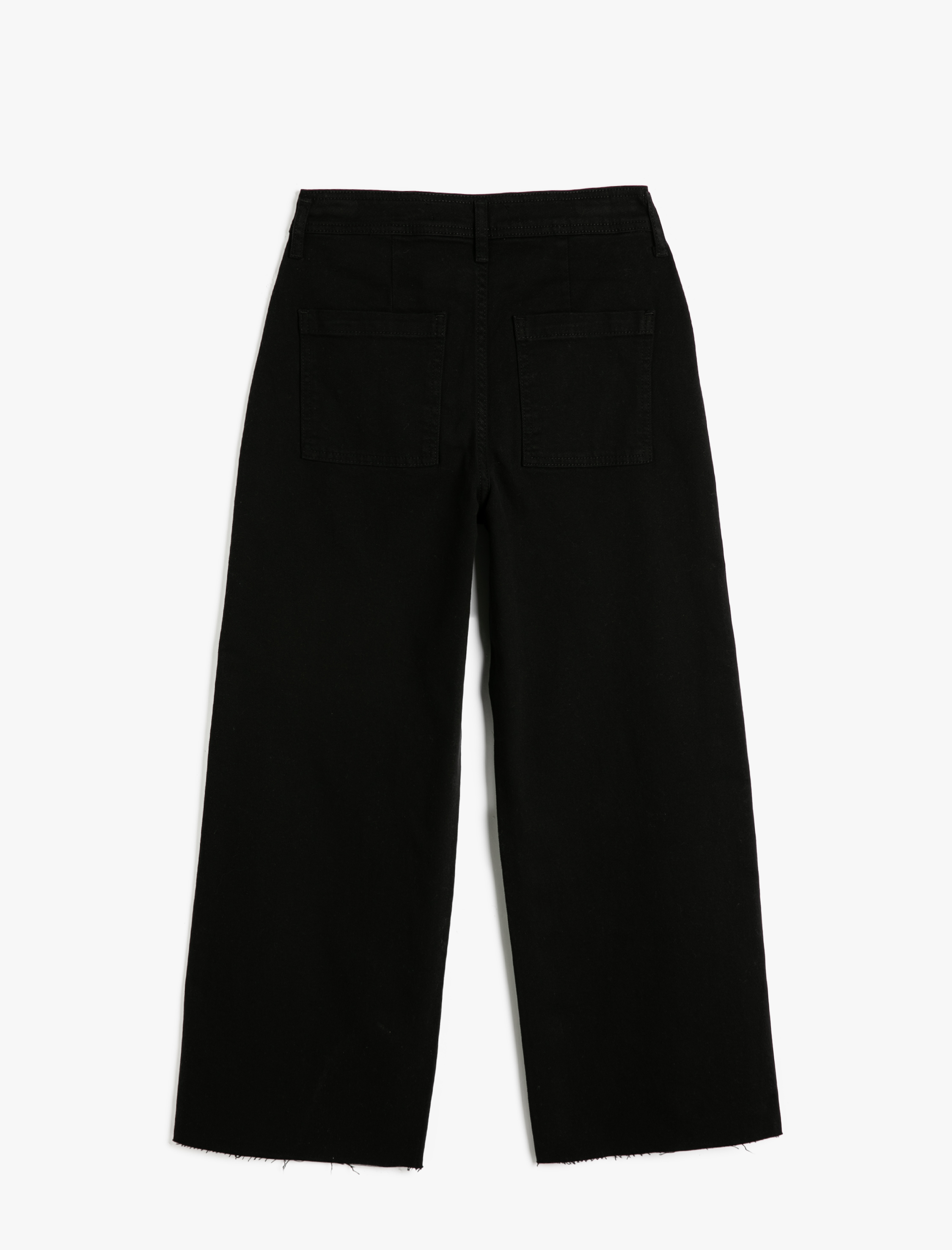 Culotte Pantolon Geniş Crop Paça Yüksek Bel Düğmeli