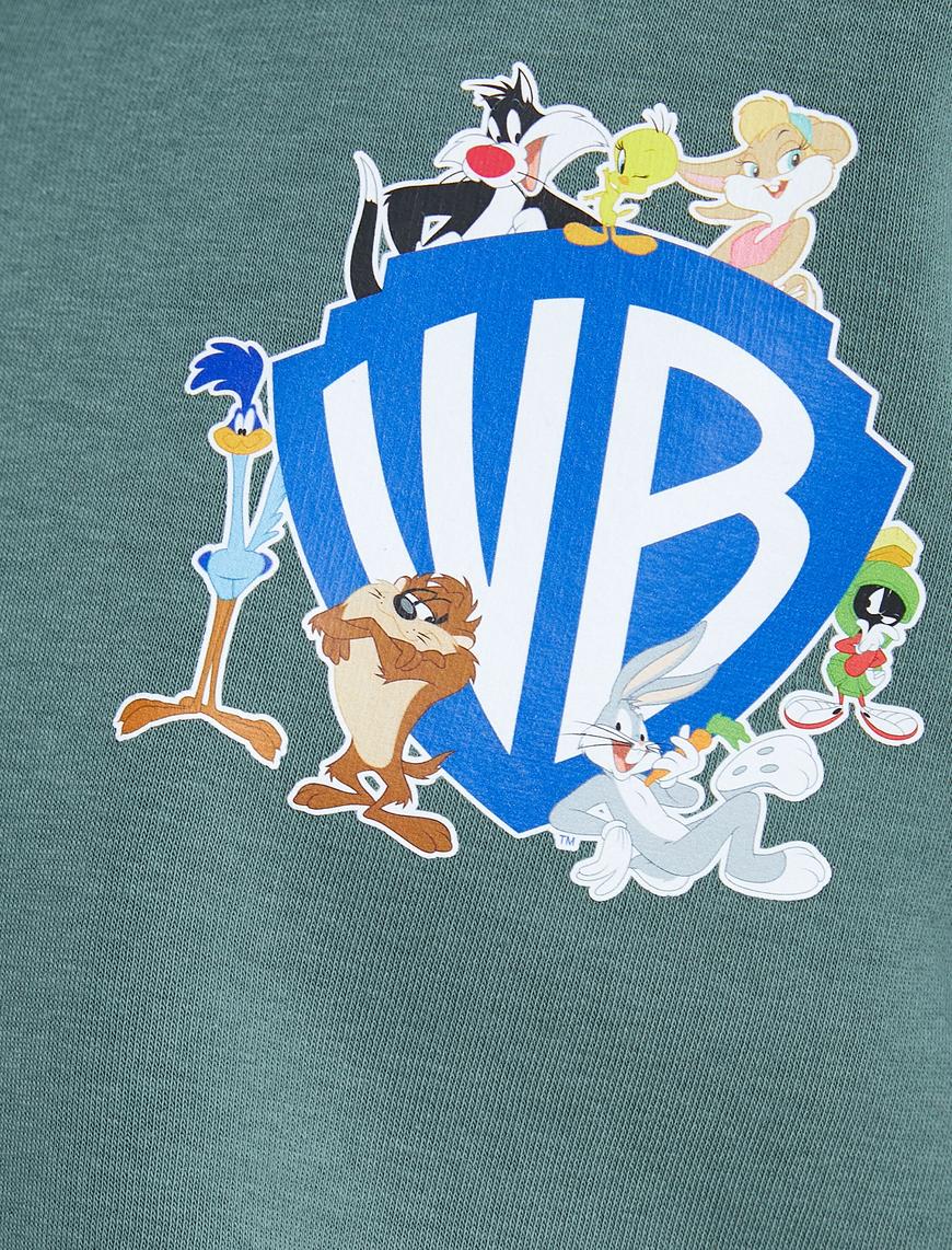   Warner Bros Yarım Fermuarlı Sweatshirt Lisanslı Baskılı Şardonlu