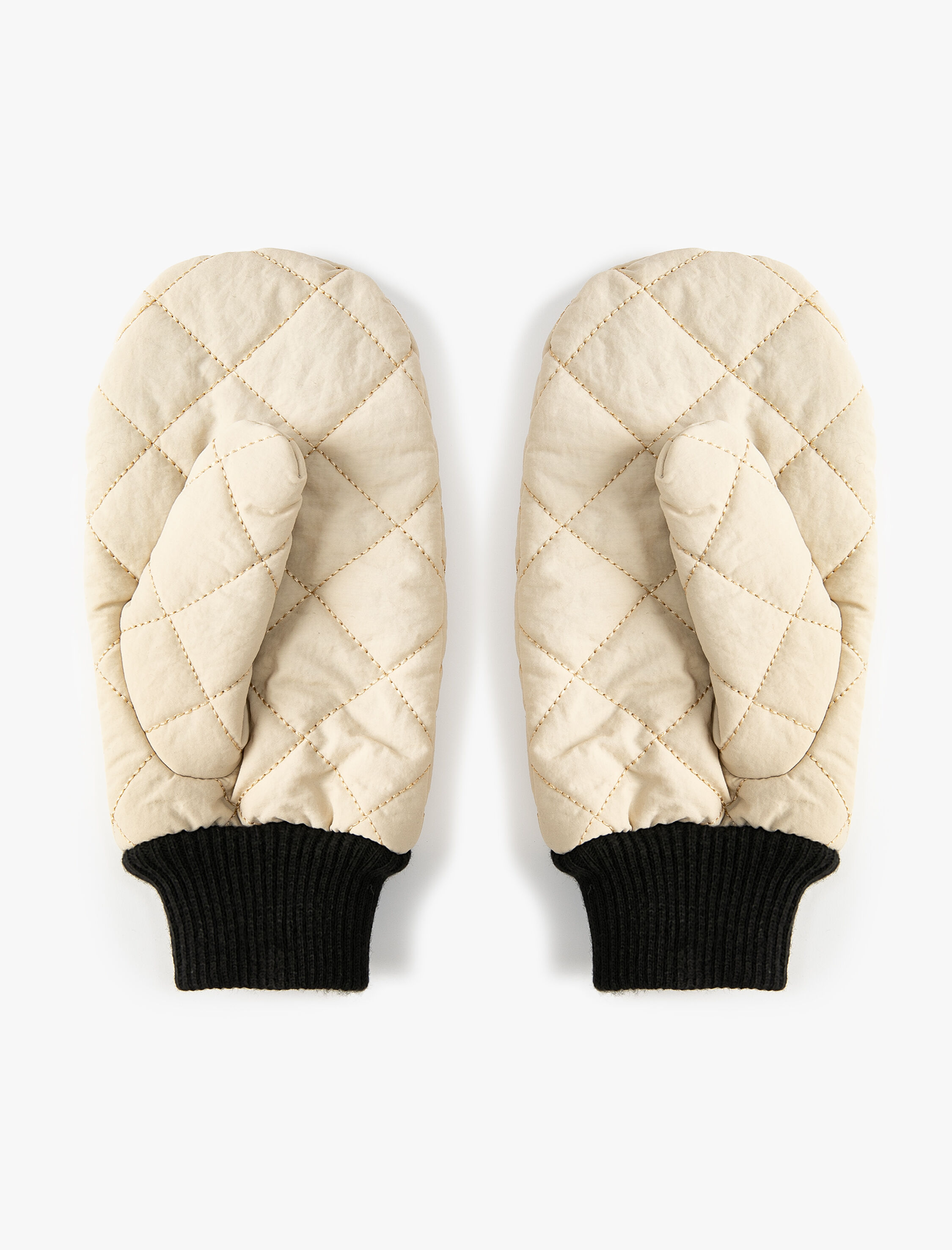 Kadın Parmaksız Eldiven Kapitone Detaylı Peluş Astarlı