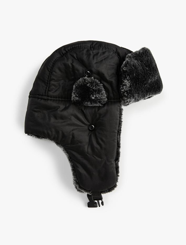 Erkek Çocuk Kışlık Pilot Şapkası Çift Taraflı Kulak Kapaklı