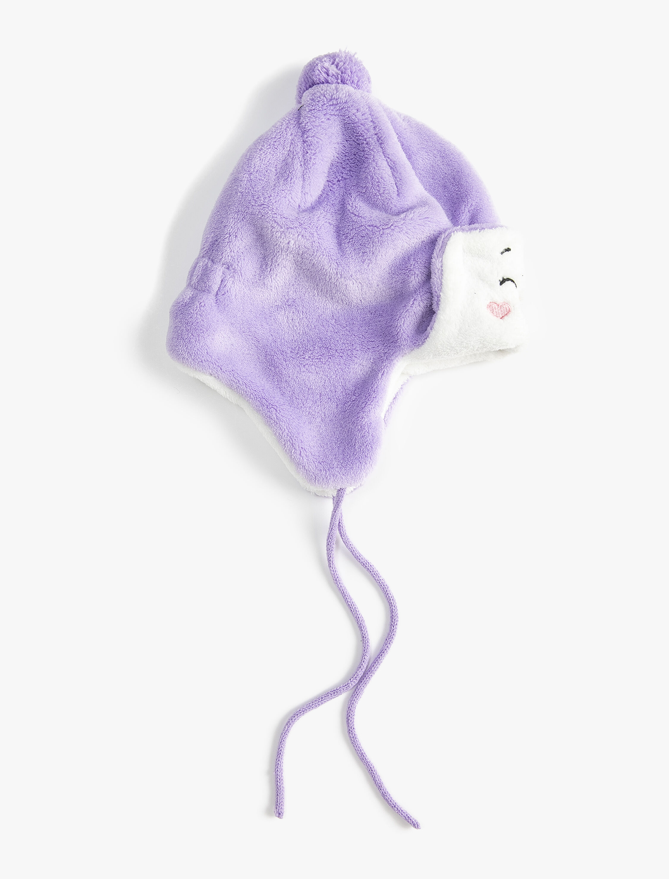  Kız Bebek Peluş Pilot Şapka Kulak Kapaklı Ponpon Detaylı