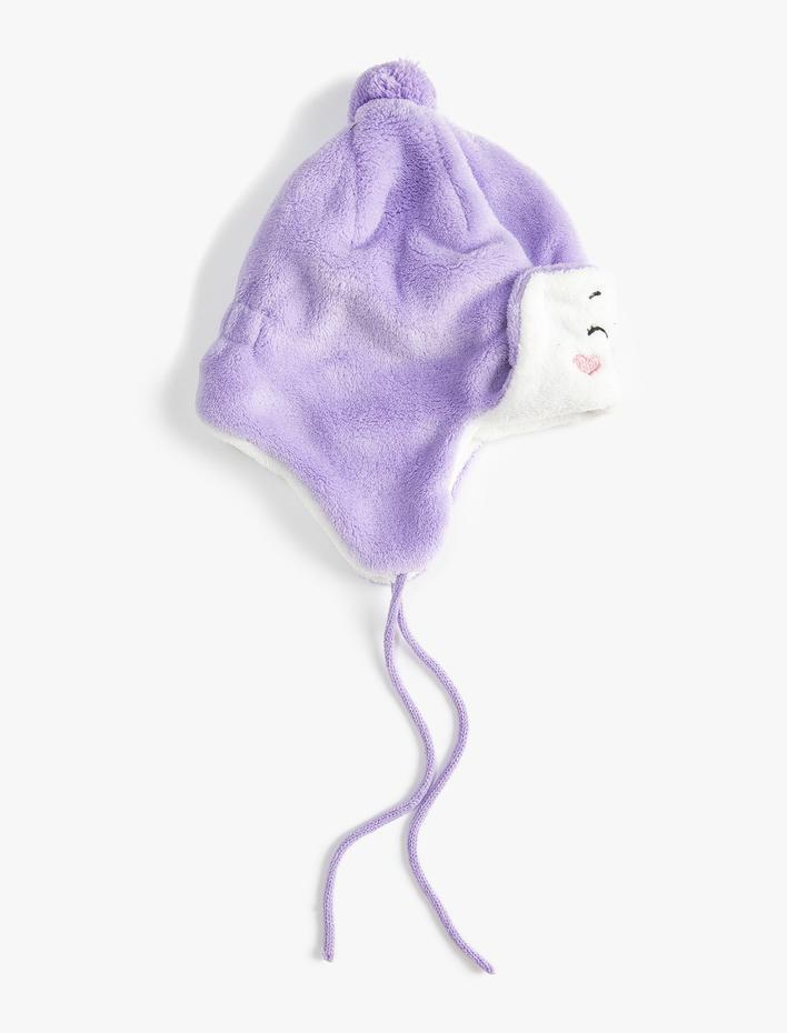 Kız Bebek Peluş Pilot Şapka Kulak Kapaklı Ponpon Detaylı